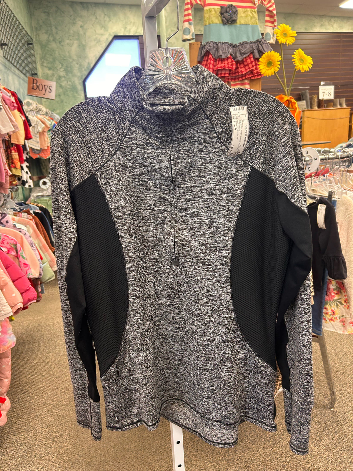 Pre-owned ATHLETA GREY BLEND Black Trim Size M Long Sleeve Pullover