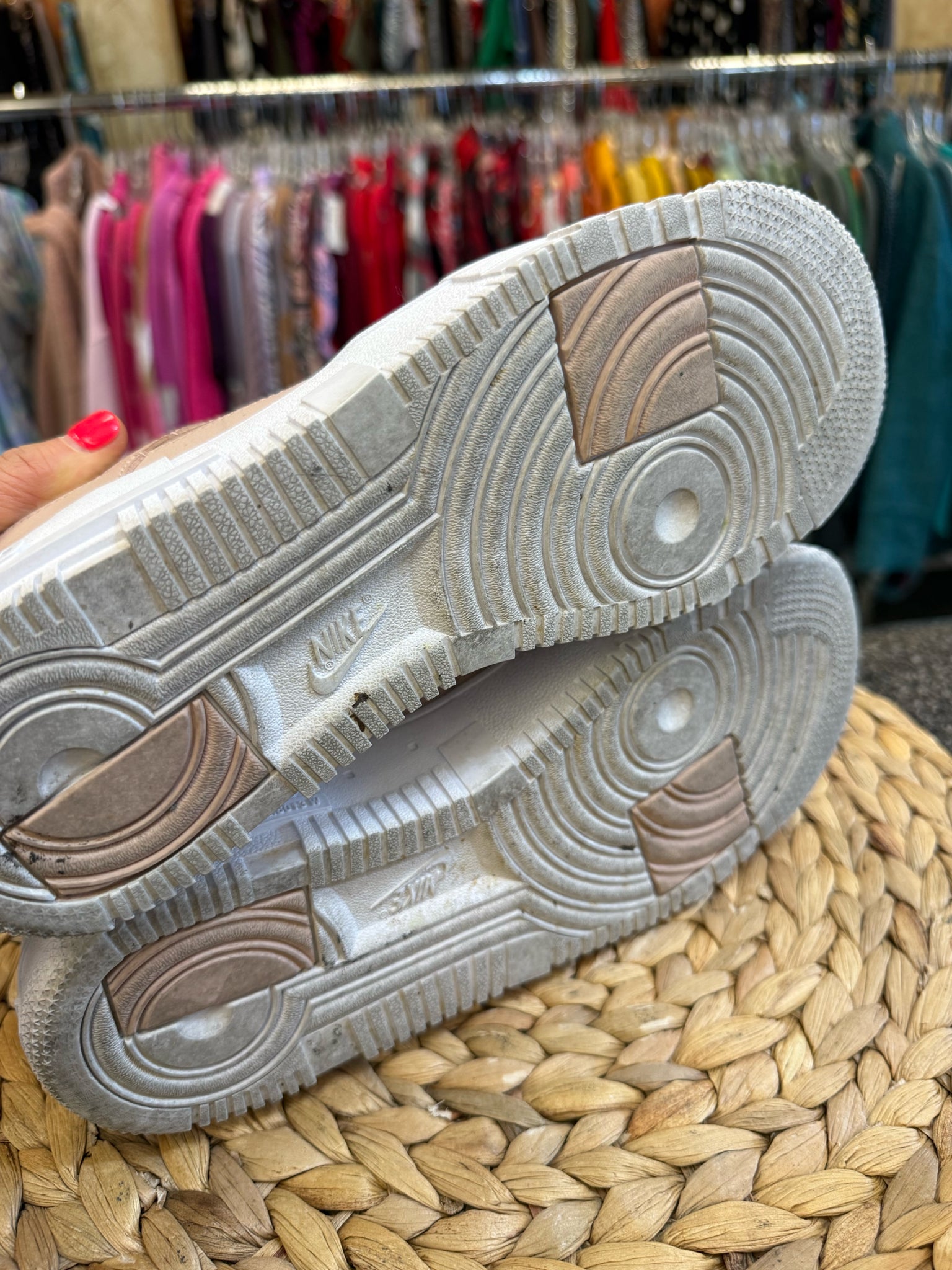 Pre-owned NIKE AIR FORCE Pale pink White Size 9 Designer Sneaker