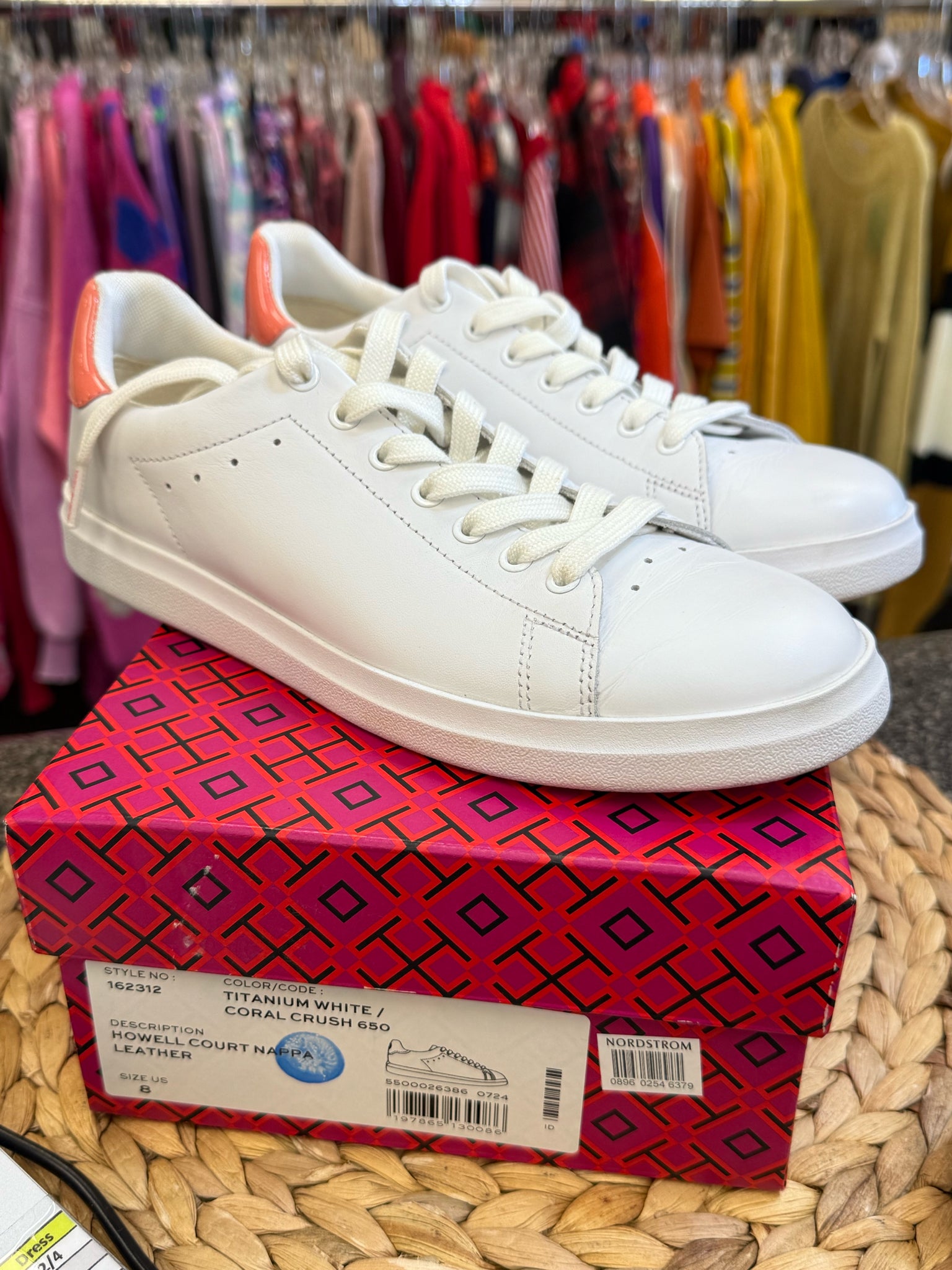 Pre-owned TORY BURCH White Coral Size 8 Designer Sneaker