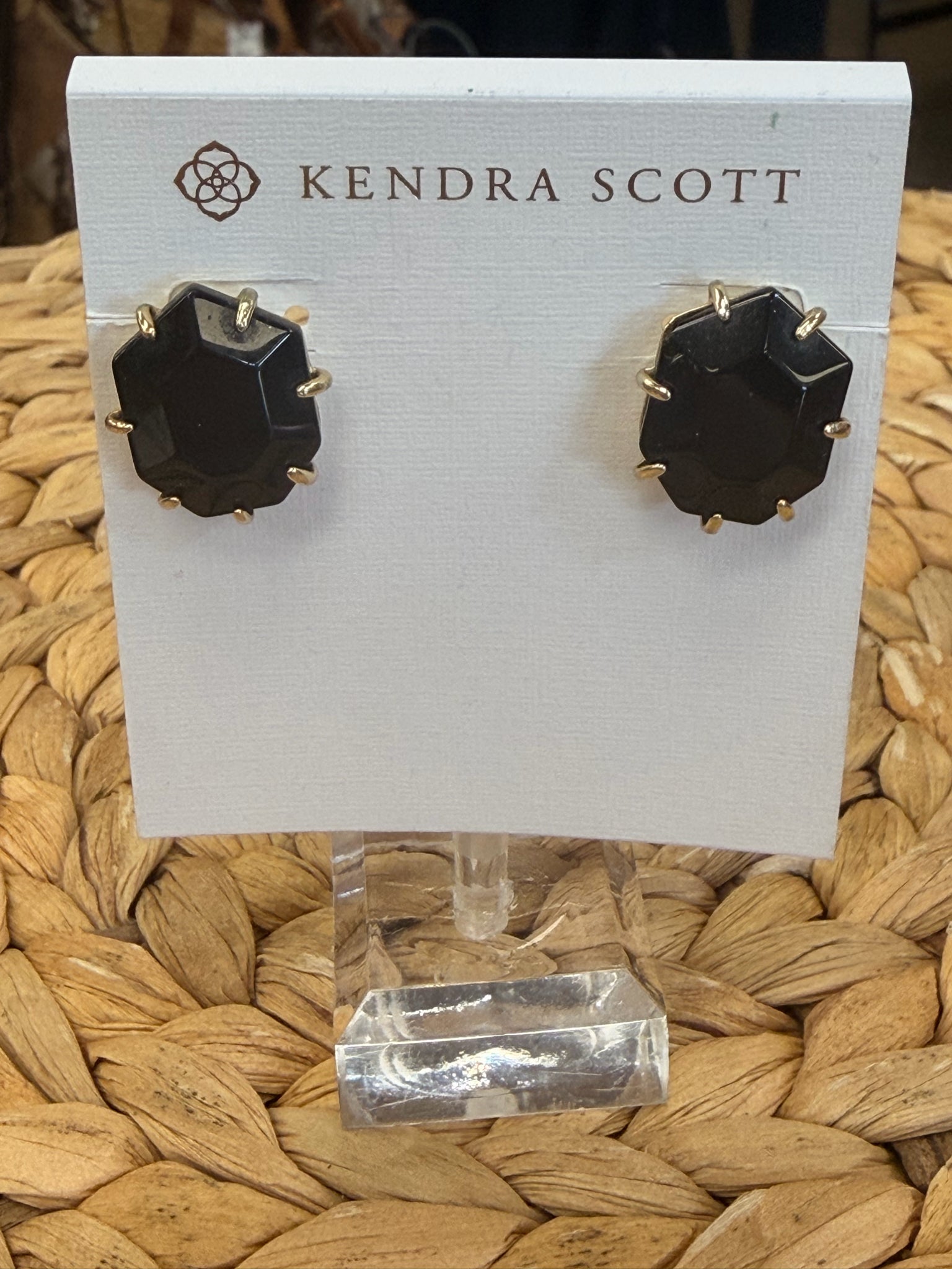 Pre-owned KENDRA SCOTT Black Gold Designer Earring