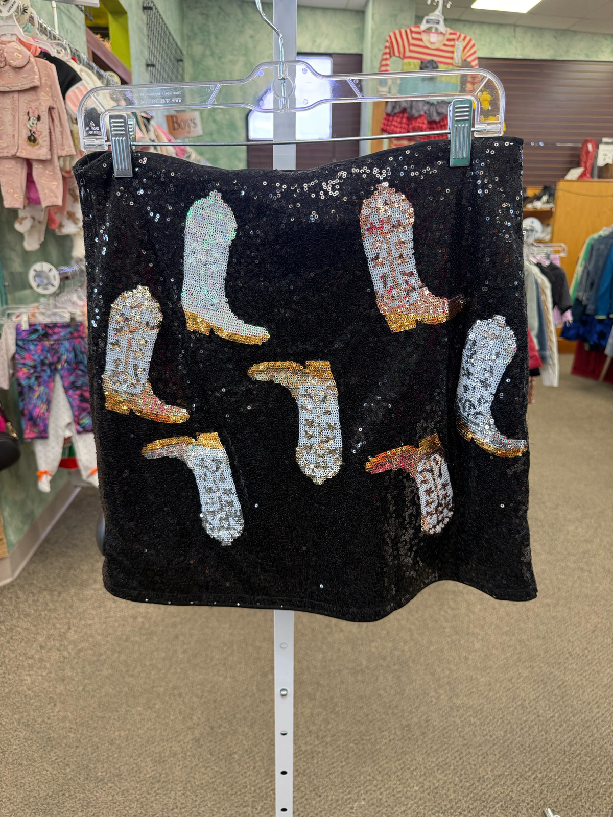 Pre-owned Rockin C Black Sparkle White Size 8 Skirt