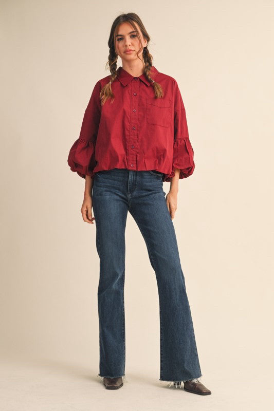 New MERCI Wine Size S Quarter Sleeve Blouse