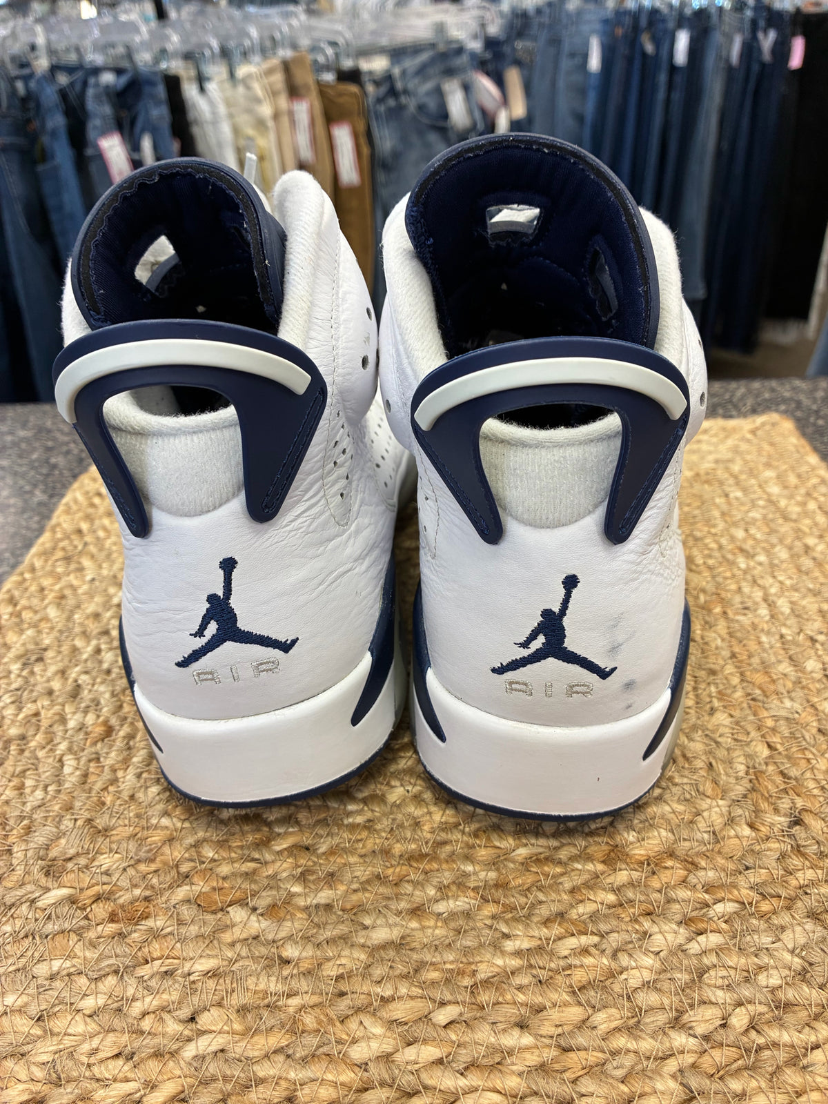 Pre-owned AIR JORDAN White Navy Trim SHOE SIZE 7 MENS Sneakers