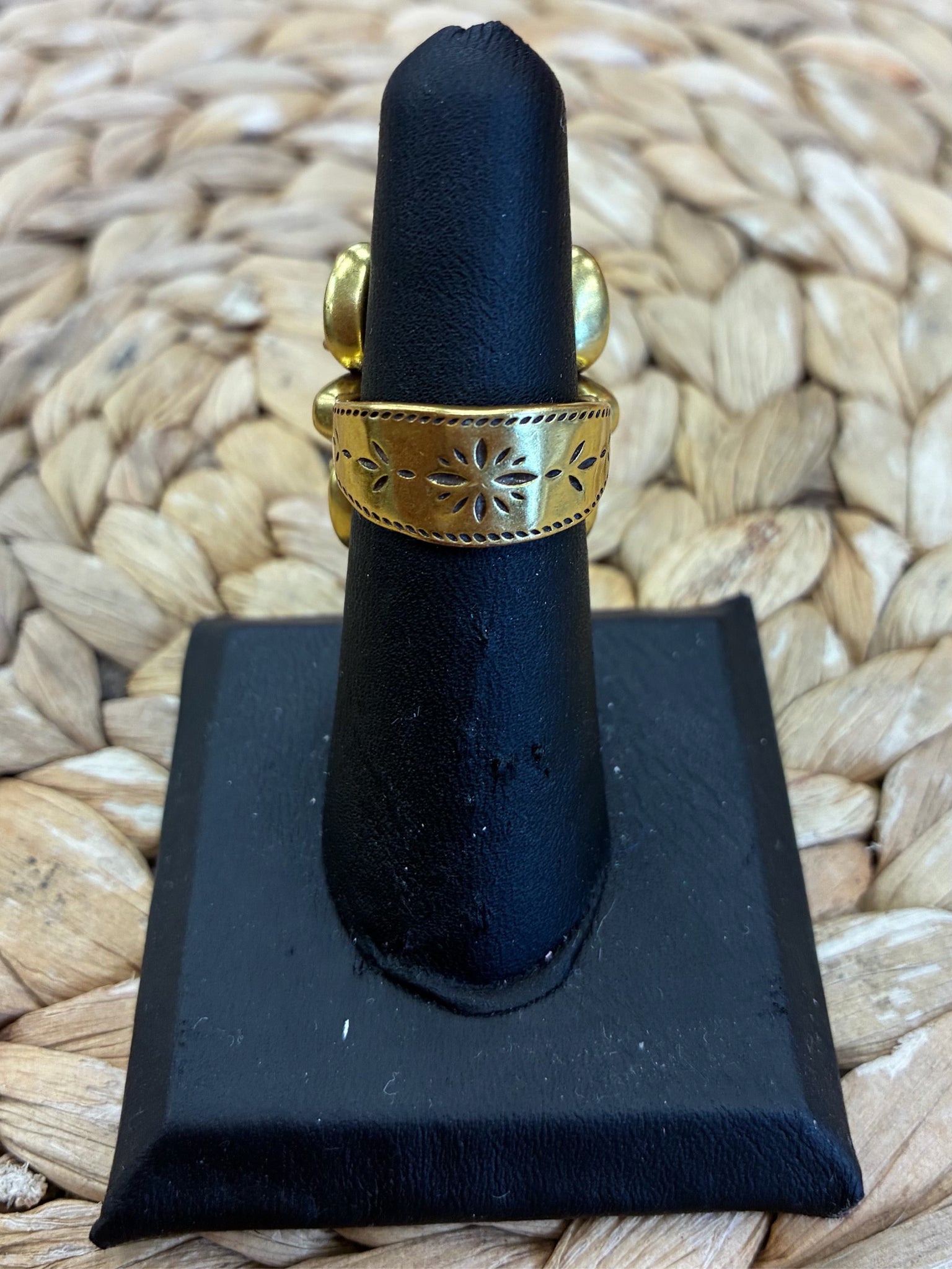 Pre-owned YELLOW ROSE Gold Turquoise Ring Size 6.5 Designer Ring