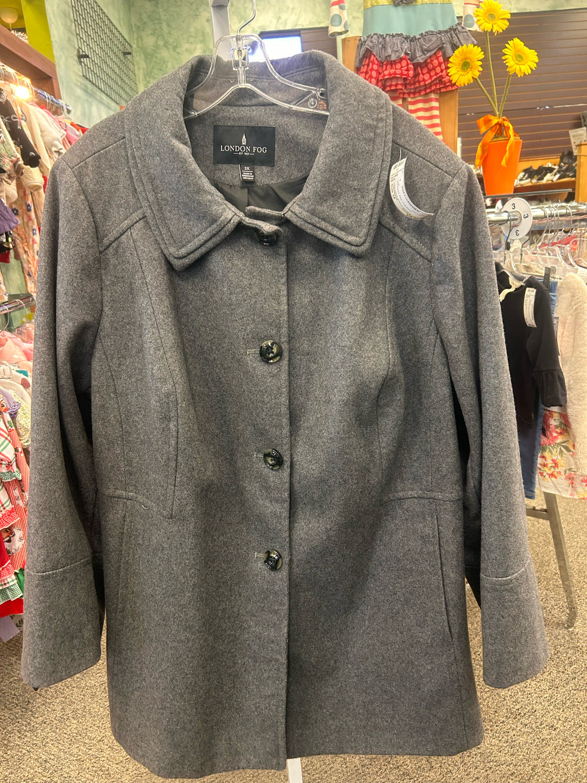 Pre-owned LONDON FOG Grey Size 3X Long Sleeve Coat