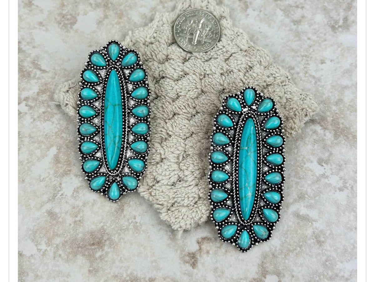 New WESTERN Turquoise Silver Earring