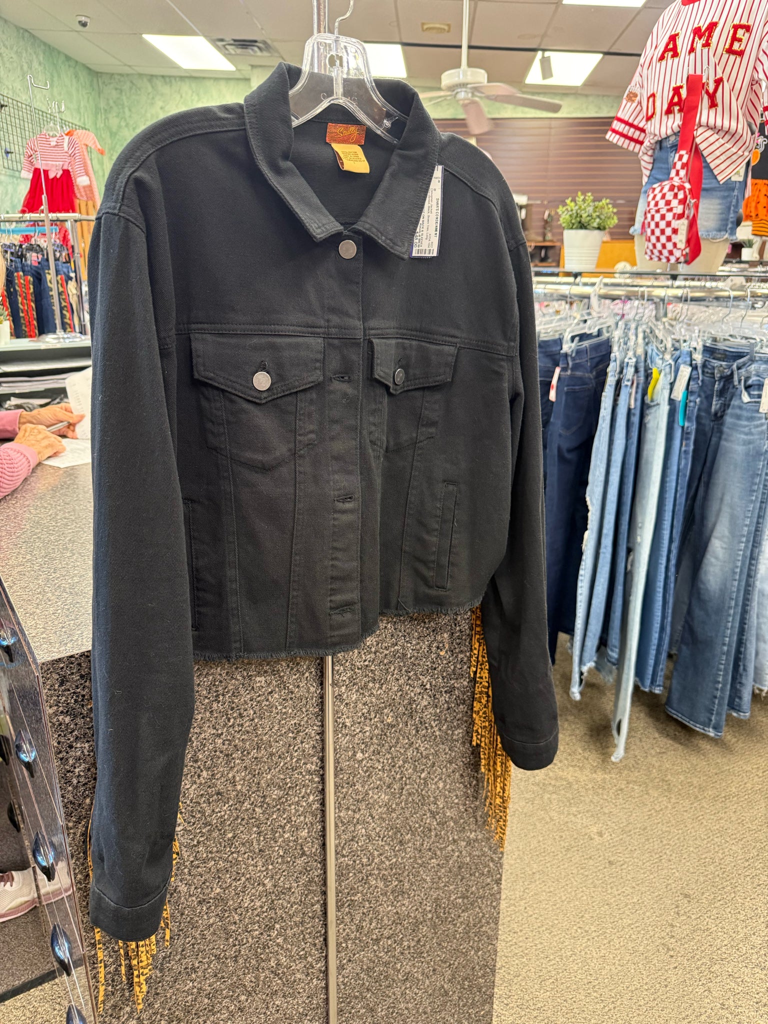 Pre-owned SCULLY Black Brown Trim Size: L Long Sleeve Designer Jacket