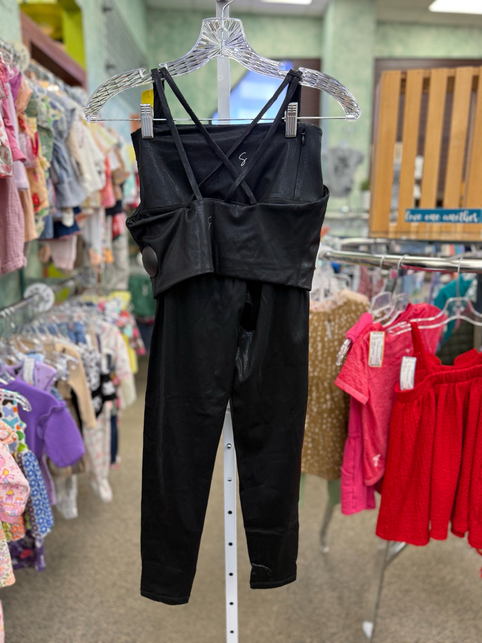 Pre-owned SSYS Black shimmer Dr Size 6 Sleeveless Legging Set