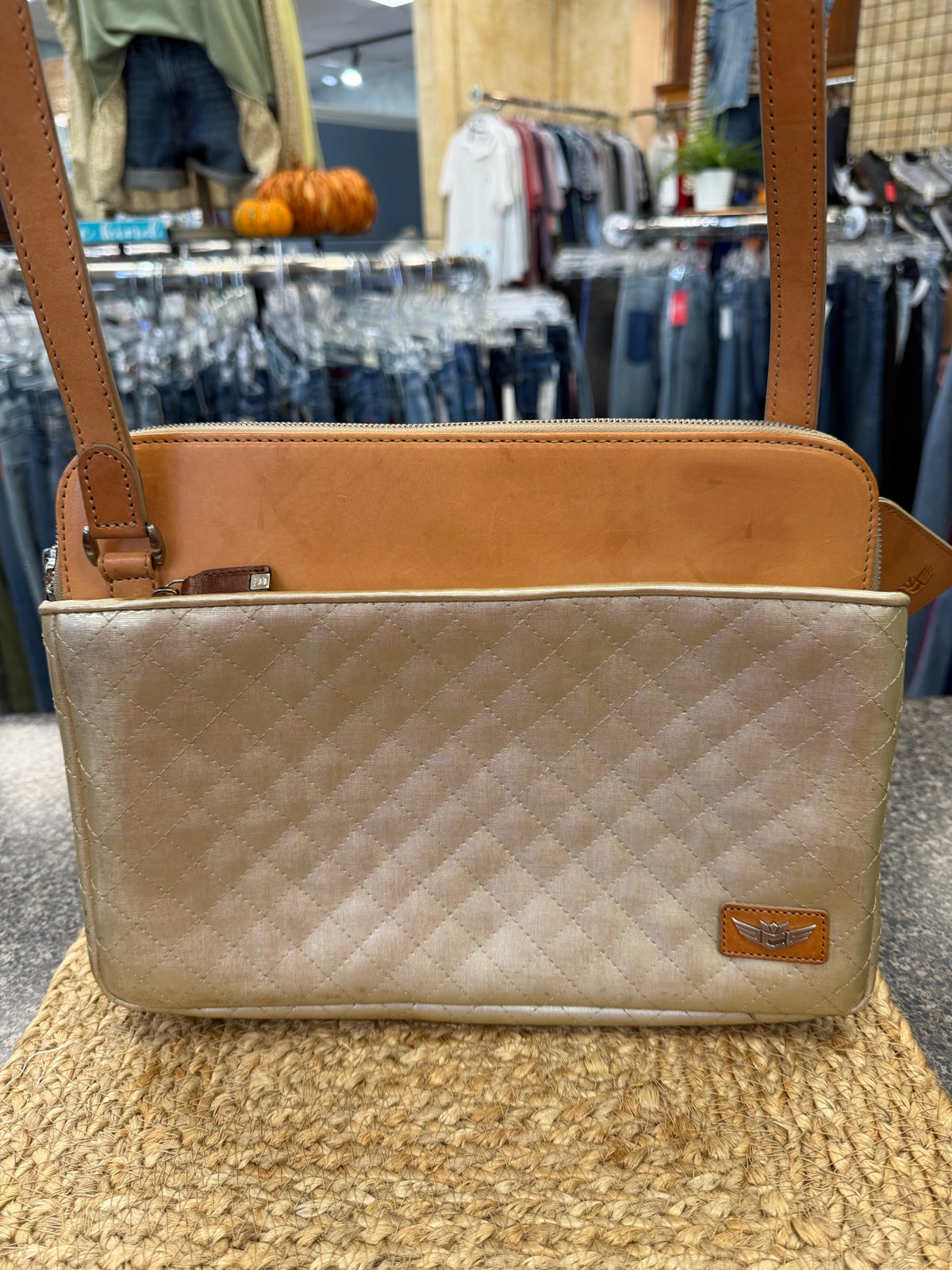 Pre-owned CONSUELA Gold Brown Trim Crossbody Designer Purse