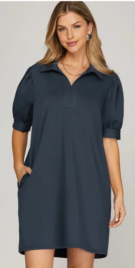 New SHE + SKY Navy Size Small Short Sleeve Dress