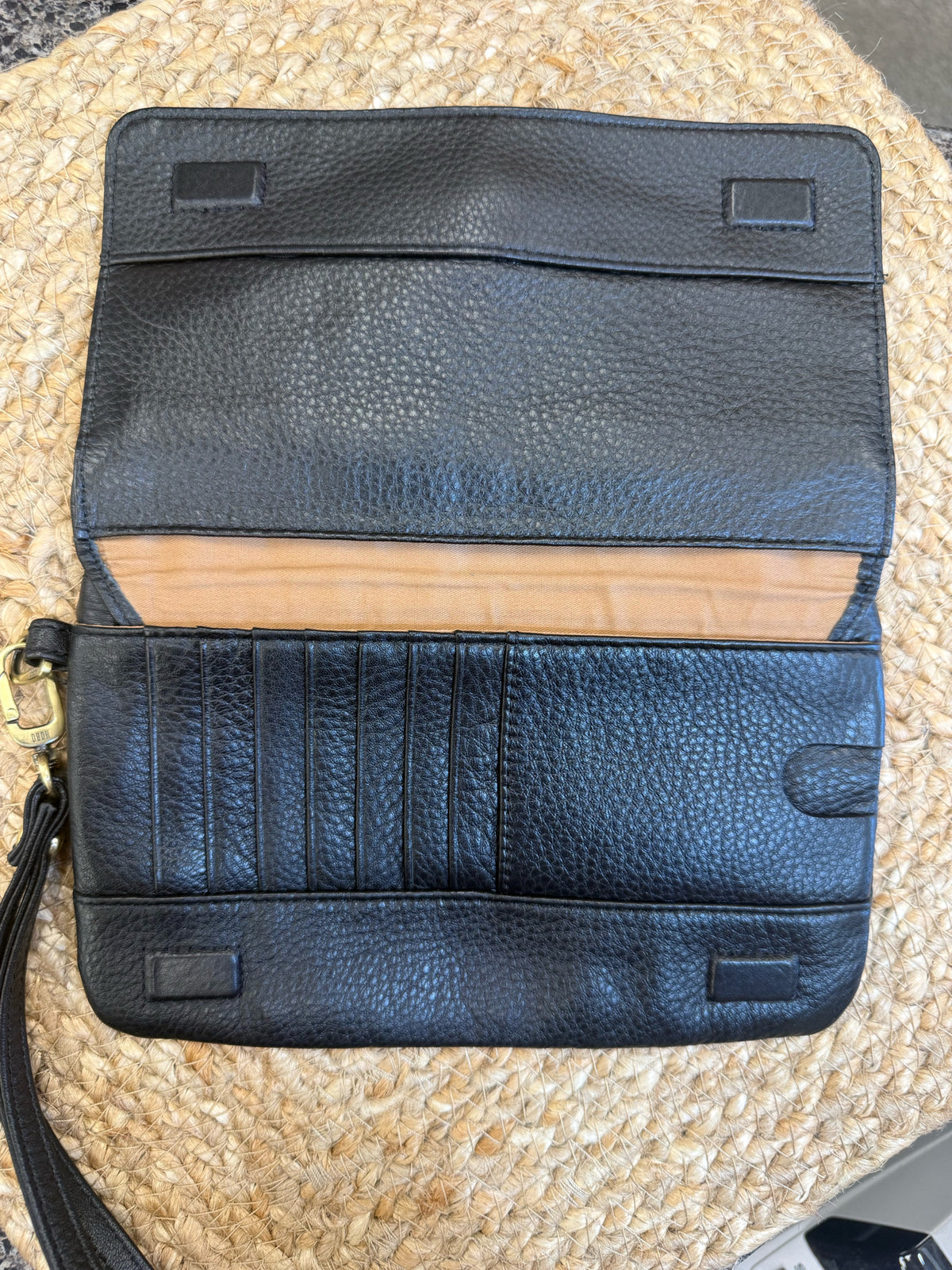 Pre-owned HOBO Black WALLET SIZE Wristlet Designer Wallet