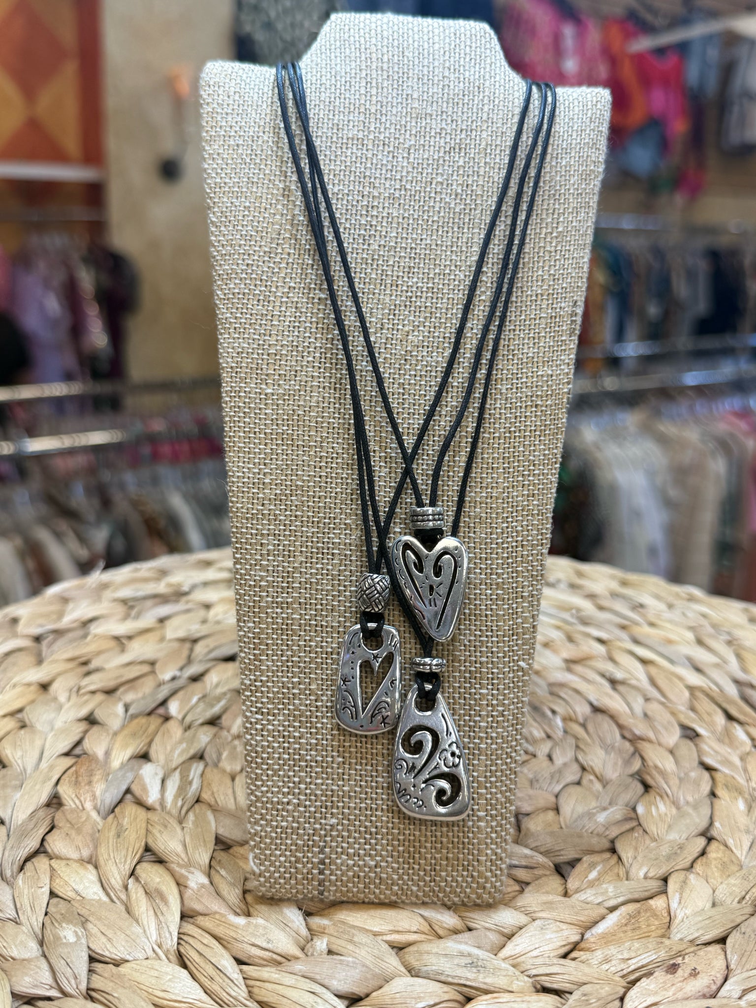 Pre-owned BRIGHTON Silver Black Designer Necklace