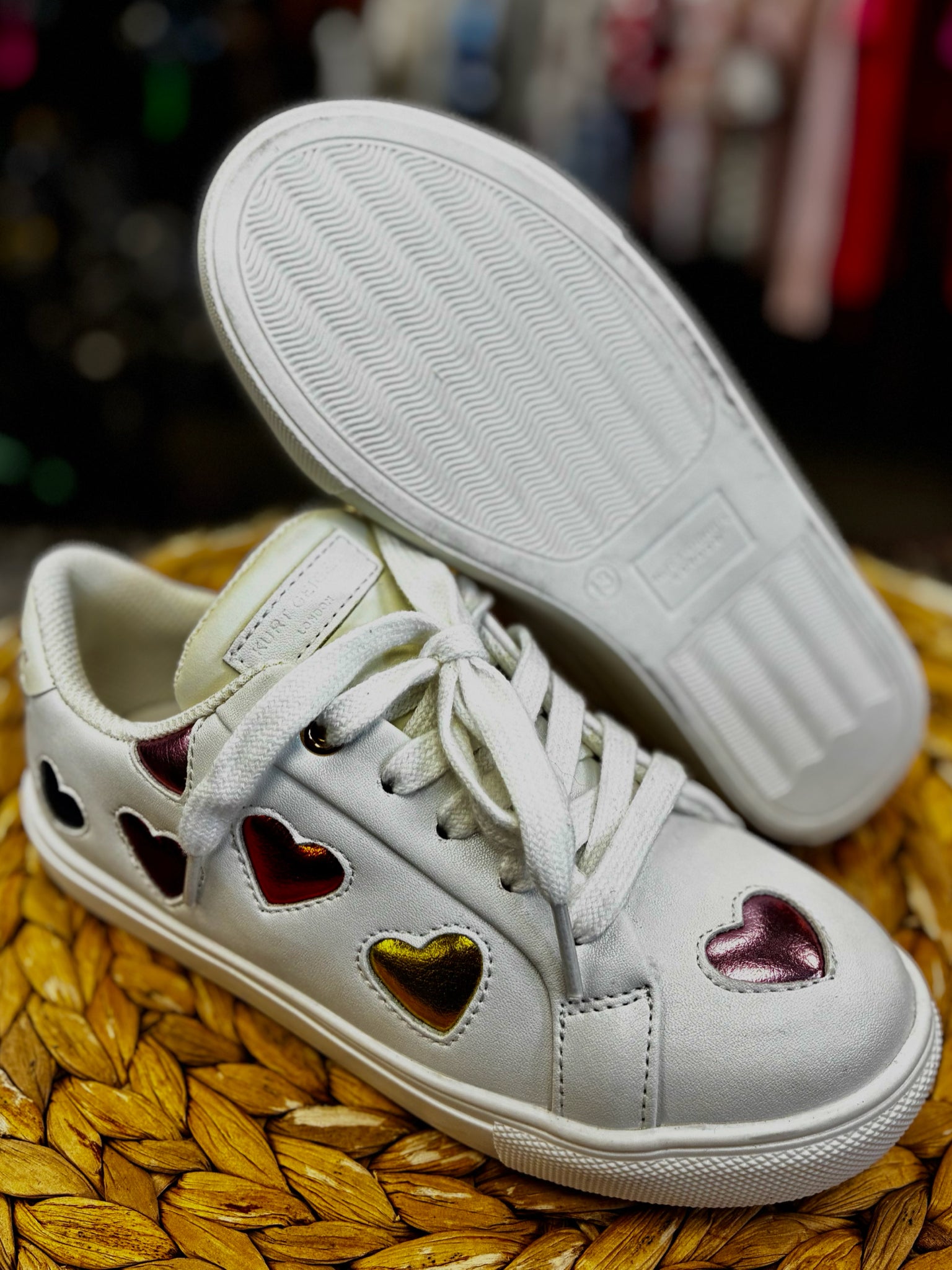Pre-owned KURT GEIGER White Multi Print Shoe Size 13 Girls Sneaker
