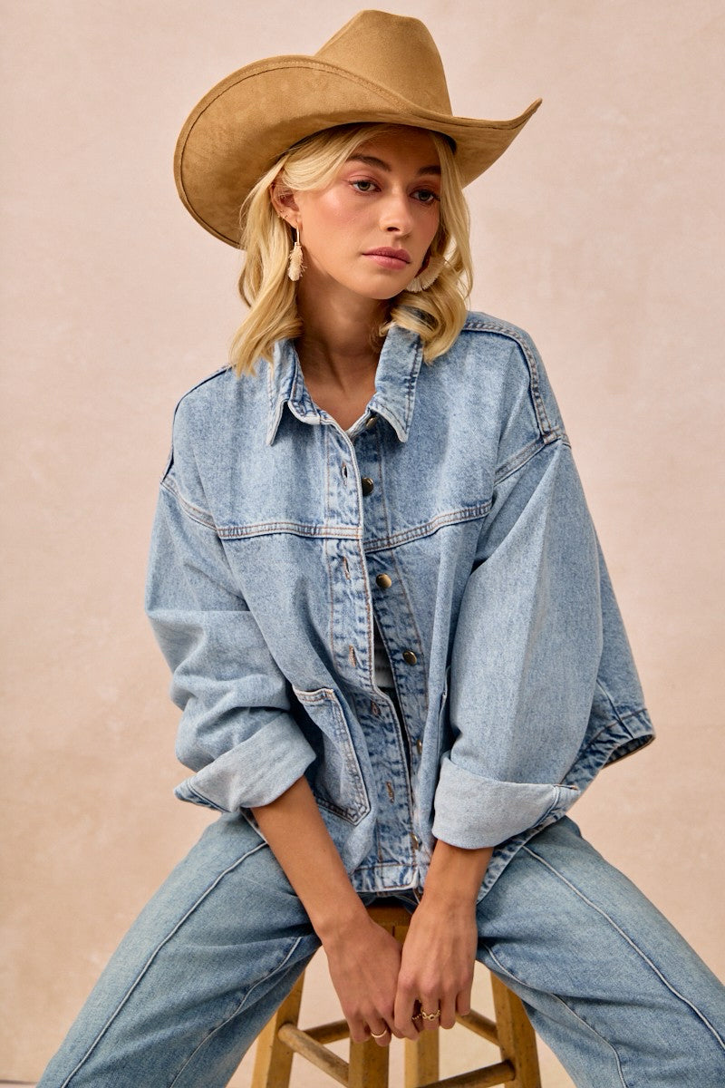 New BIBI Blue Jean Size S Long Sleeve Denim Jacket