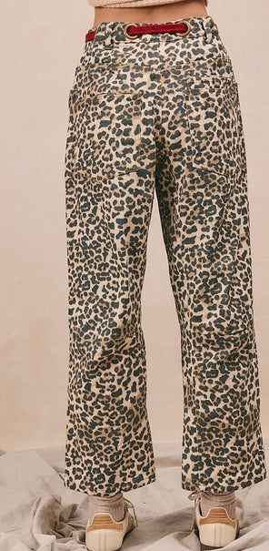 New BIBI Leopard Red Trim Size Small Pants