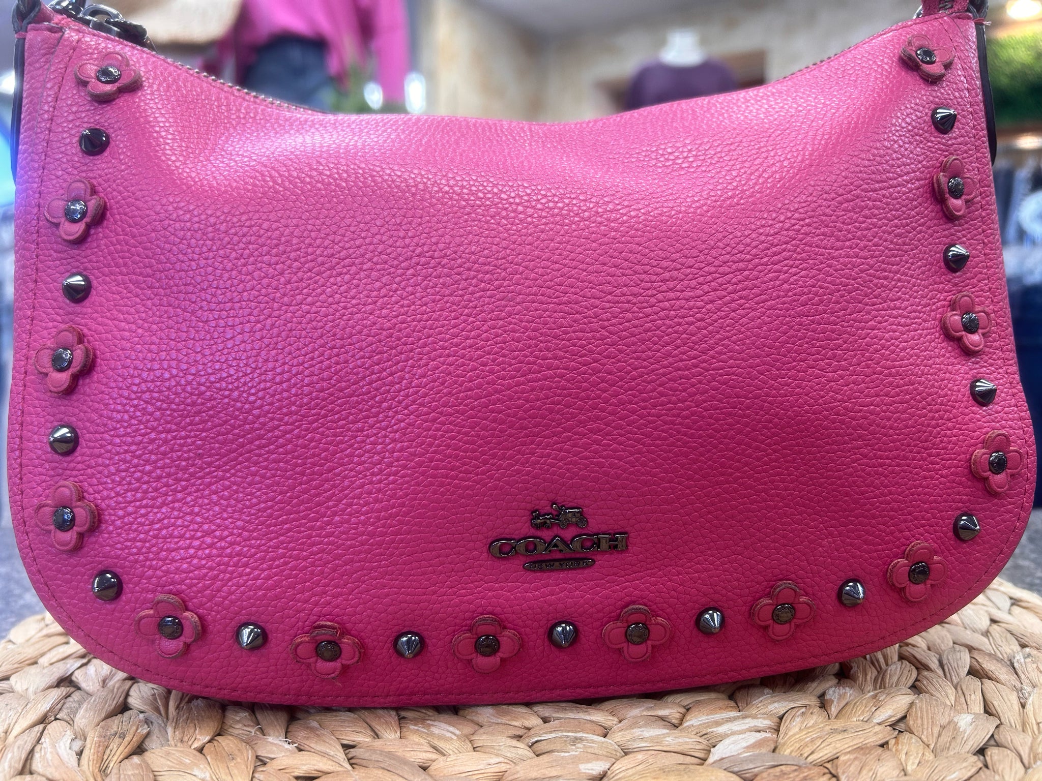Pre-owned COACH Hot pink Silver Trim Shoulder Designer Purse