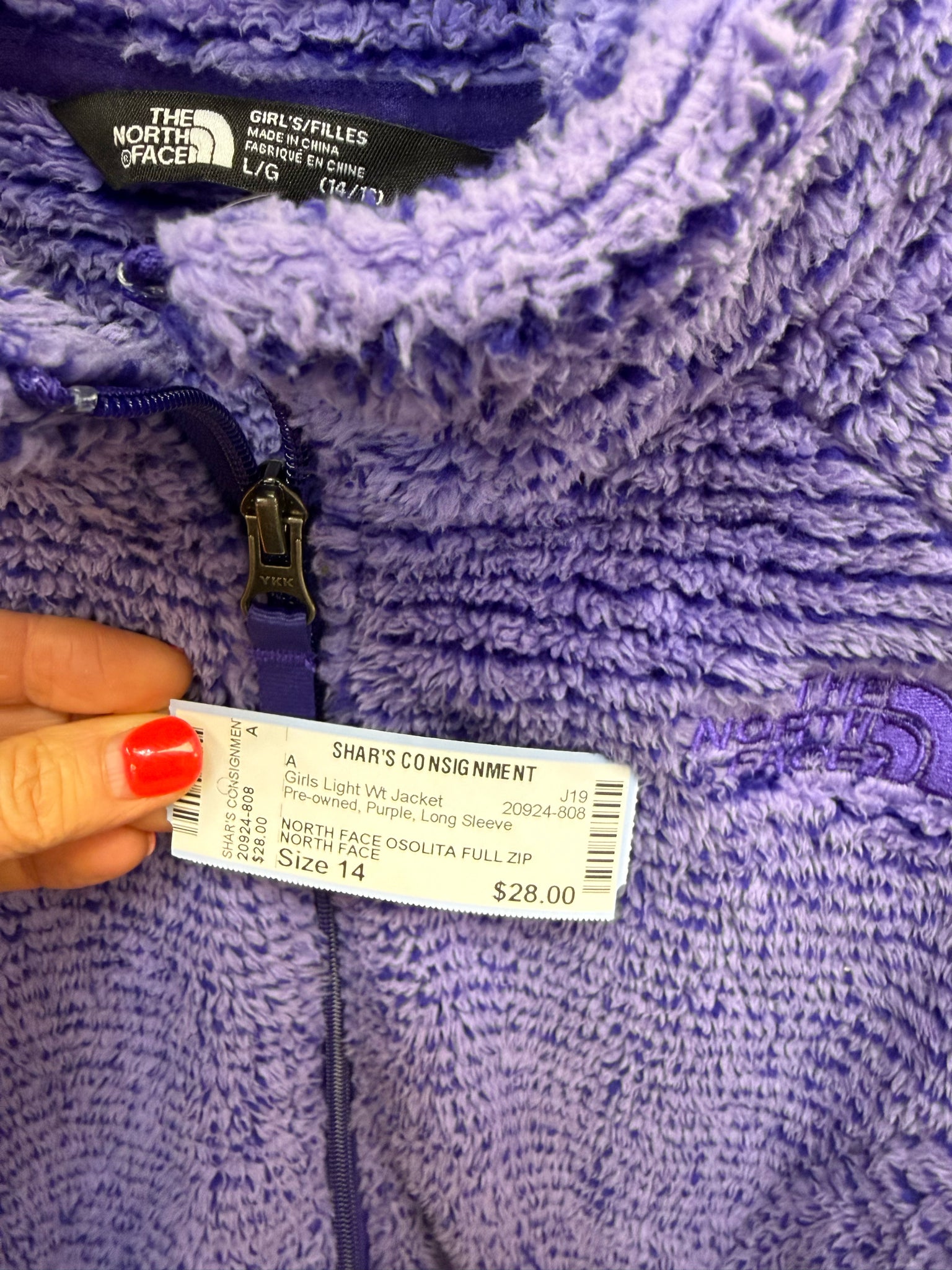 Pre-owned NORTH FACE Purple Size 14 Long Sleeve Girls Light Wt Jacket