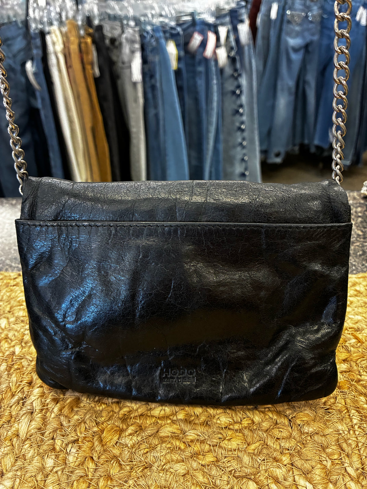 Pre-owned HOBO Black Silver Trim S Crossbody Purse