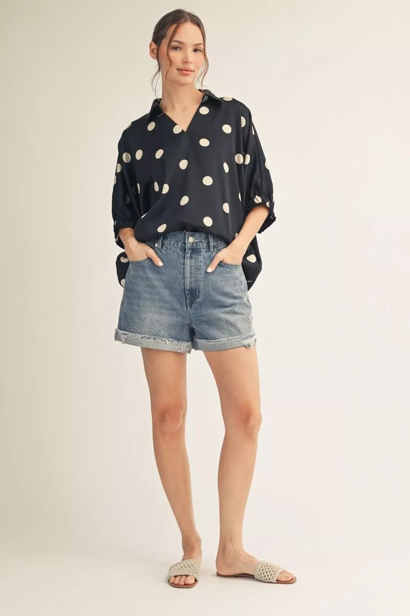 New JODIFL Black polka Size: S Short Sleeve Blouse
