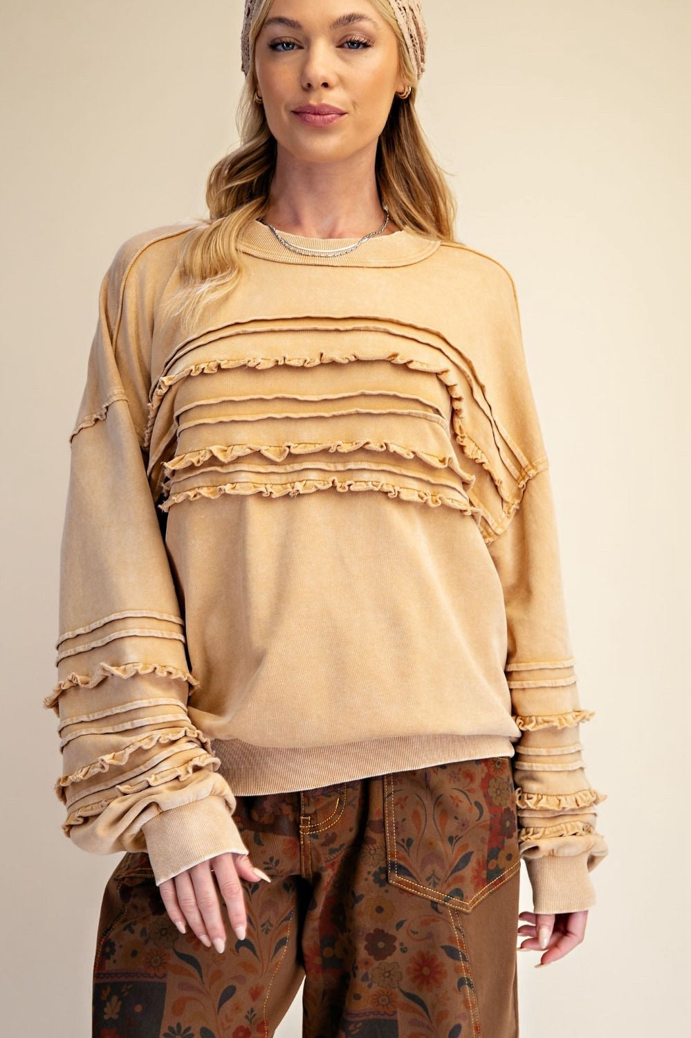 New EASEL Mustard Size S Long Sleeve Sweatshirt