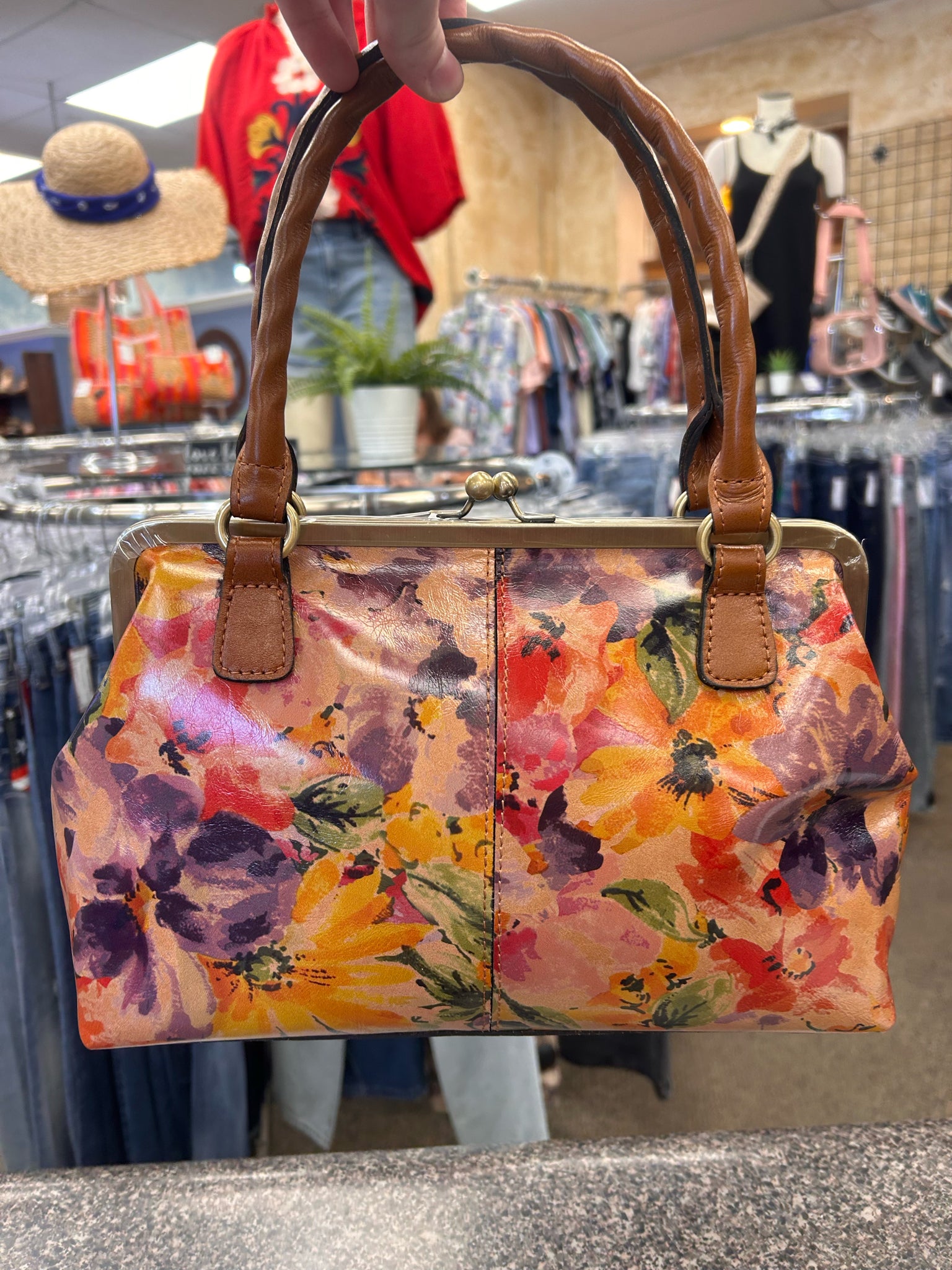 Pre-owned PATRICIA NASH Multi Floral Light brown Shoulder Designer Purse