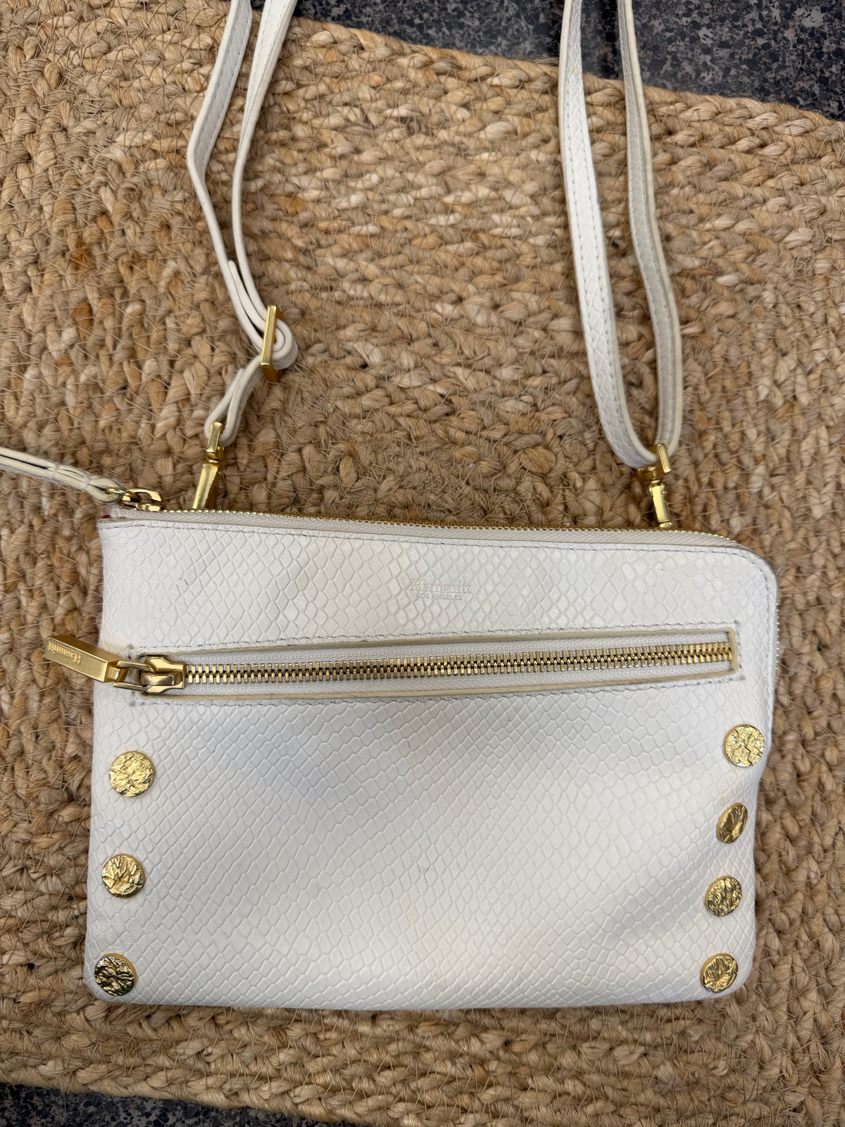 Pre-owned Hammitt Cream Gold Trim Crossbody Designer Purse