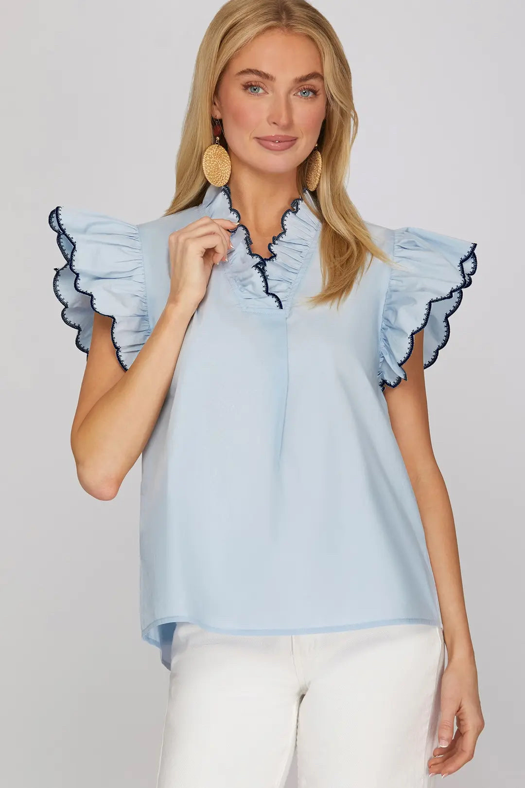 New SHE+SKY Light blue Size S Short Sleeve Blouse