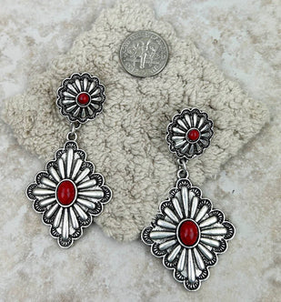 New WE Red Silver Earring