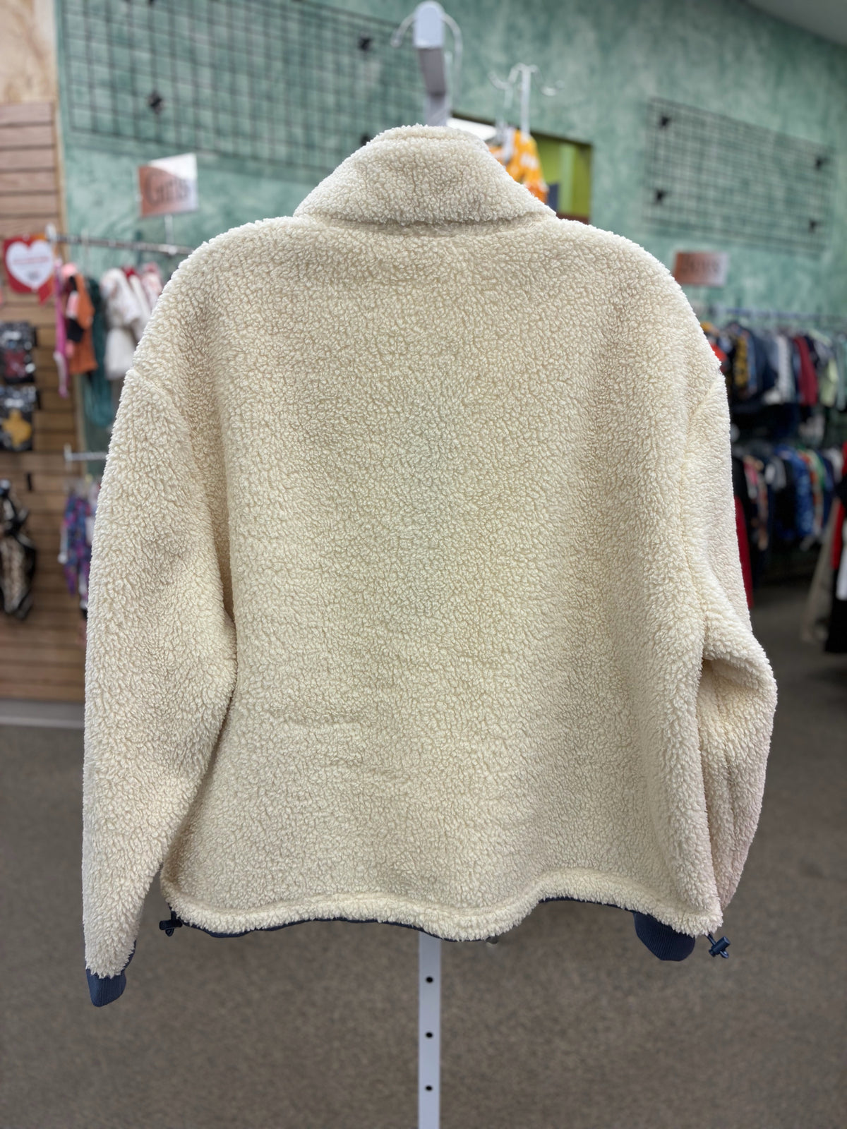 Pre-owned BUCEES Cream Blue Trim Size L Long Sleeve Pullover