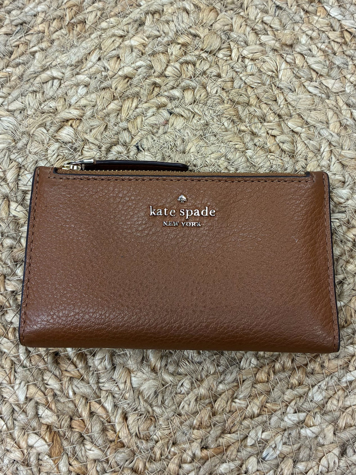 Pre-owned KATE SPADE Brown Gold Trim WALLET SIZE COIN Wallet