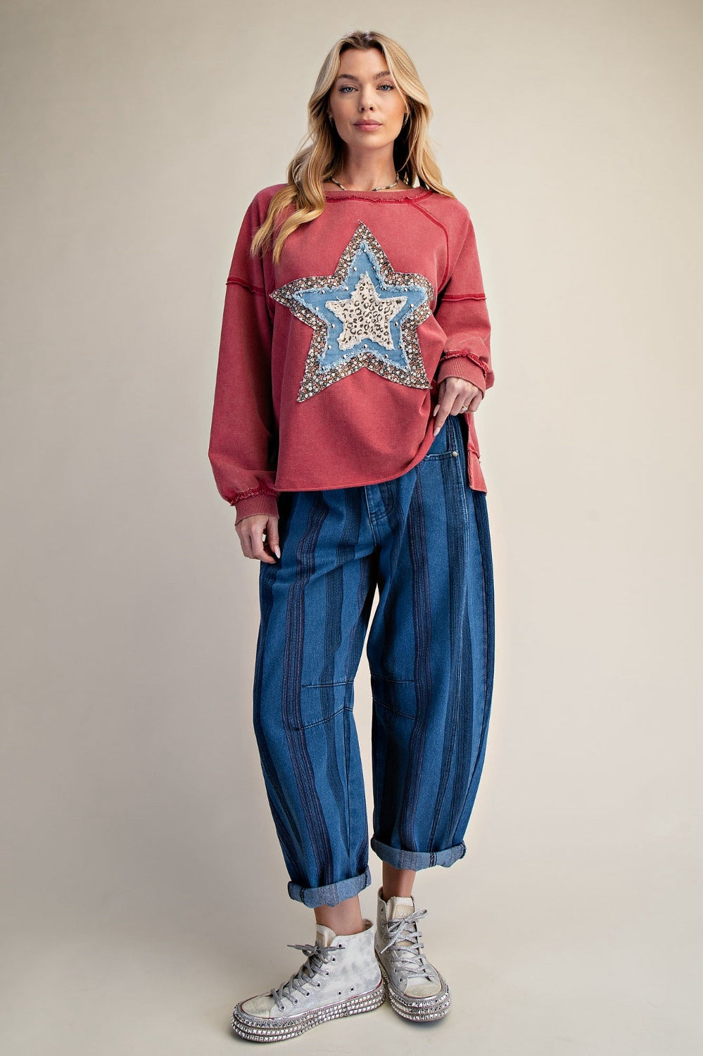 New EASEL Red Size S Long Sleeve Sweatshirt
