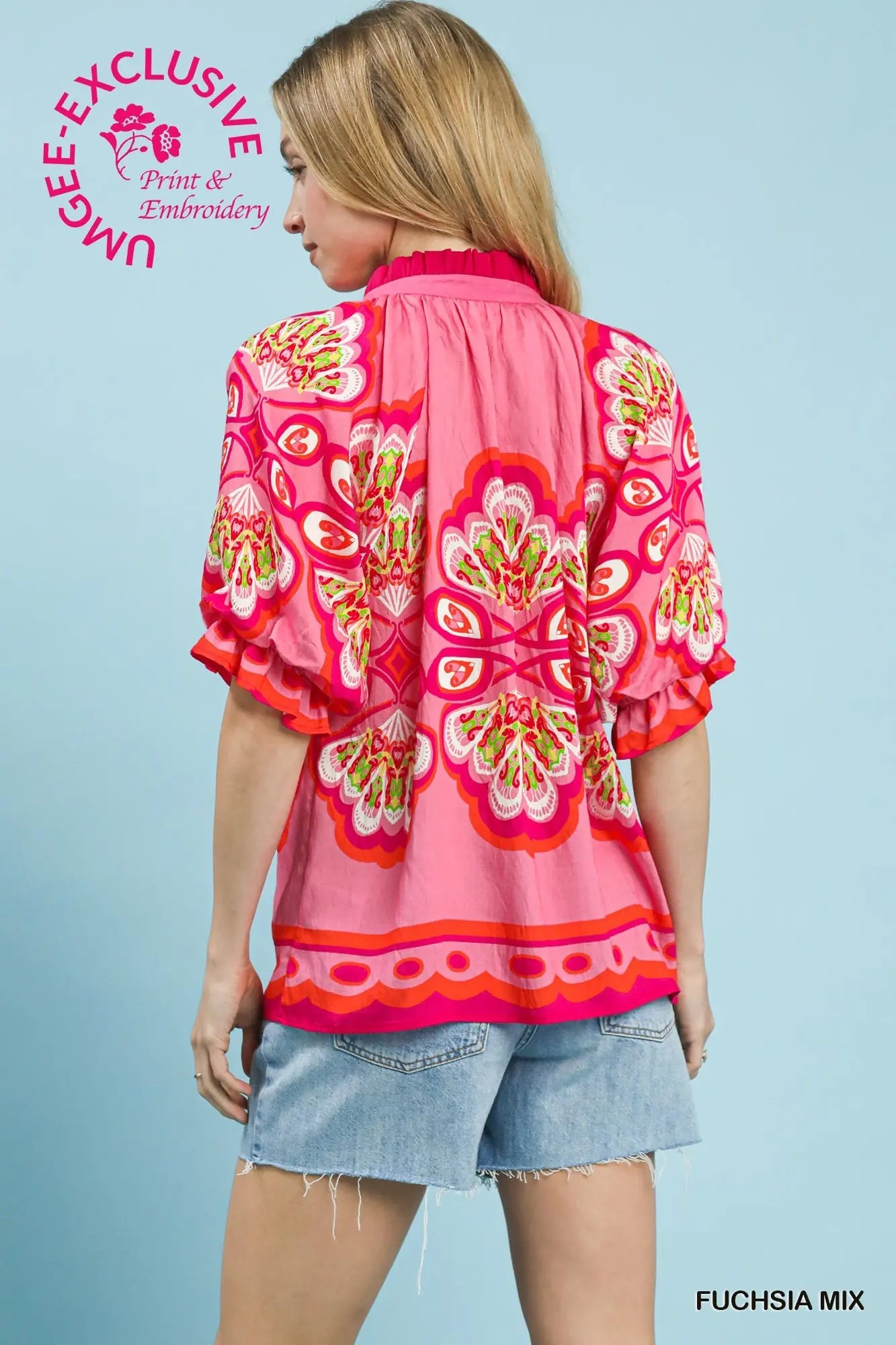 New UMGEE Pink Size: S Short Sleeve Blouse