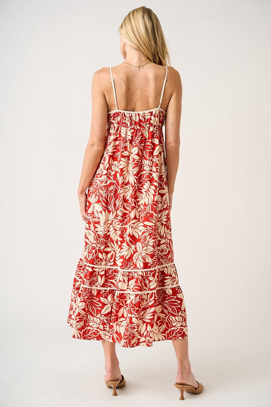 New MITTOSHOP Rust floral Size Small Spaghetti Strap Dress