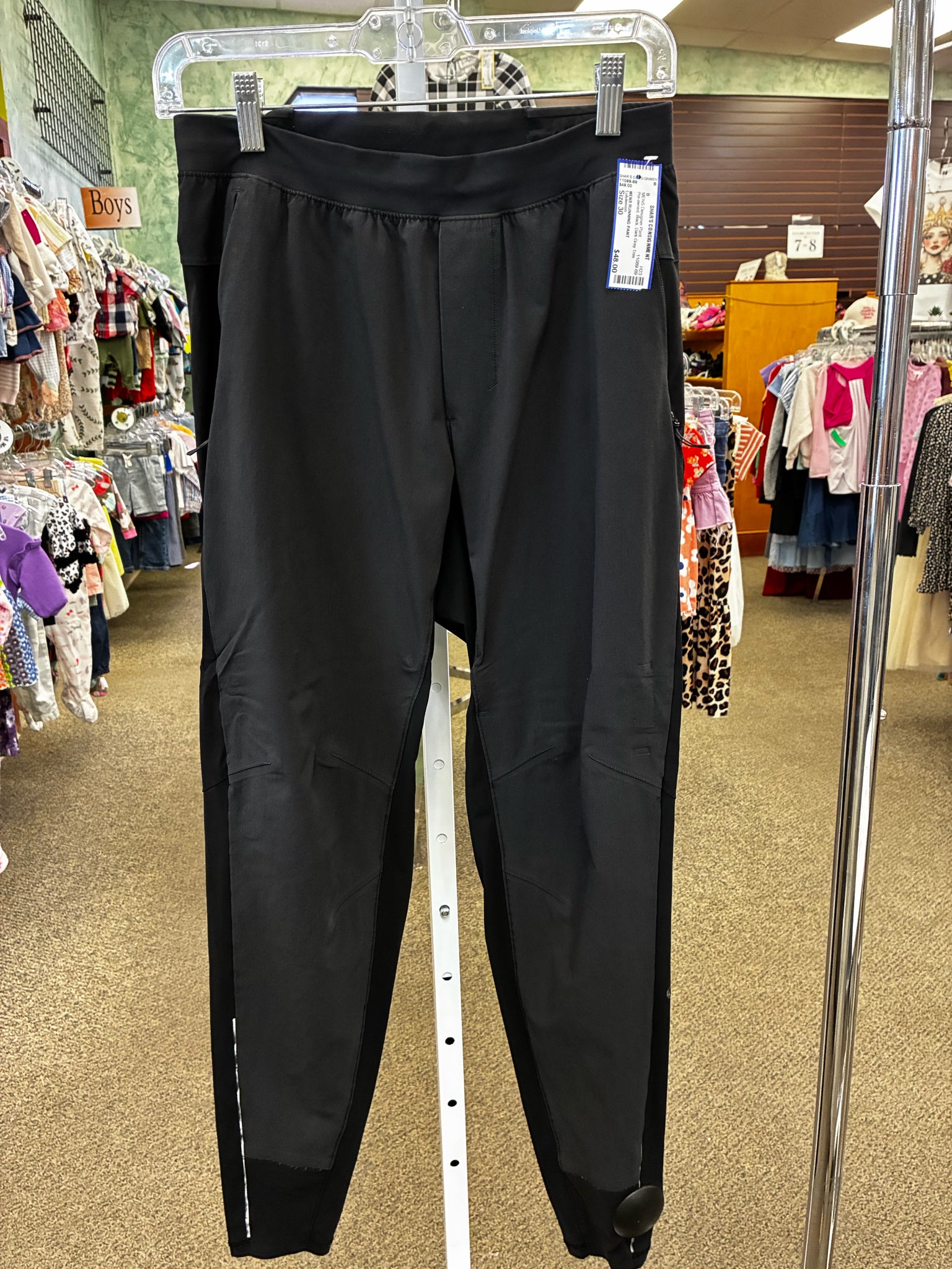 Pre-owned Lululemon Black Dark Gray Trim Mens Size 30 MENS Designer Pant