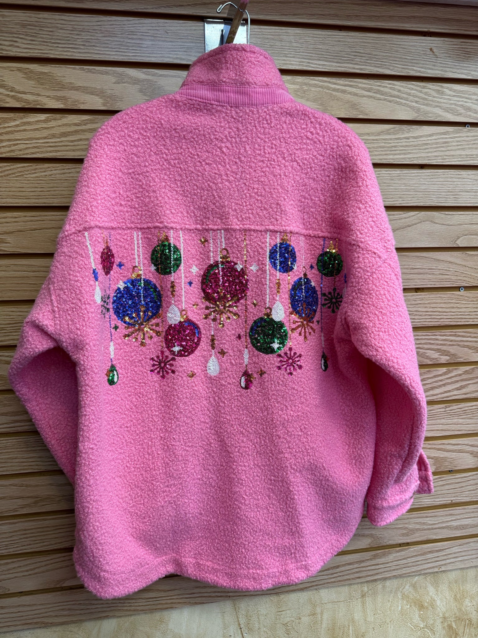 Pre-owned PEACH LOVE Pink Sequin Size M Long Sleeve Shacket