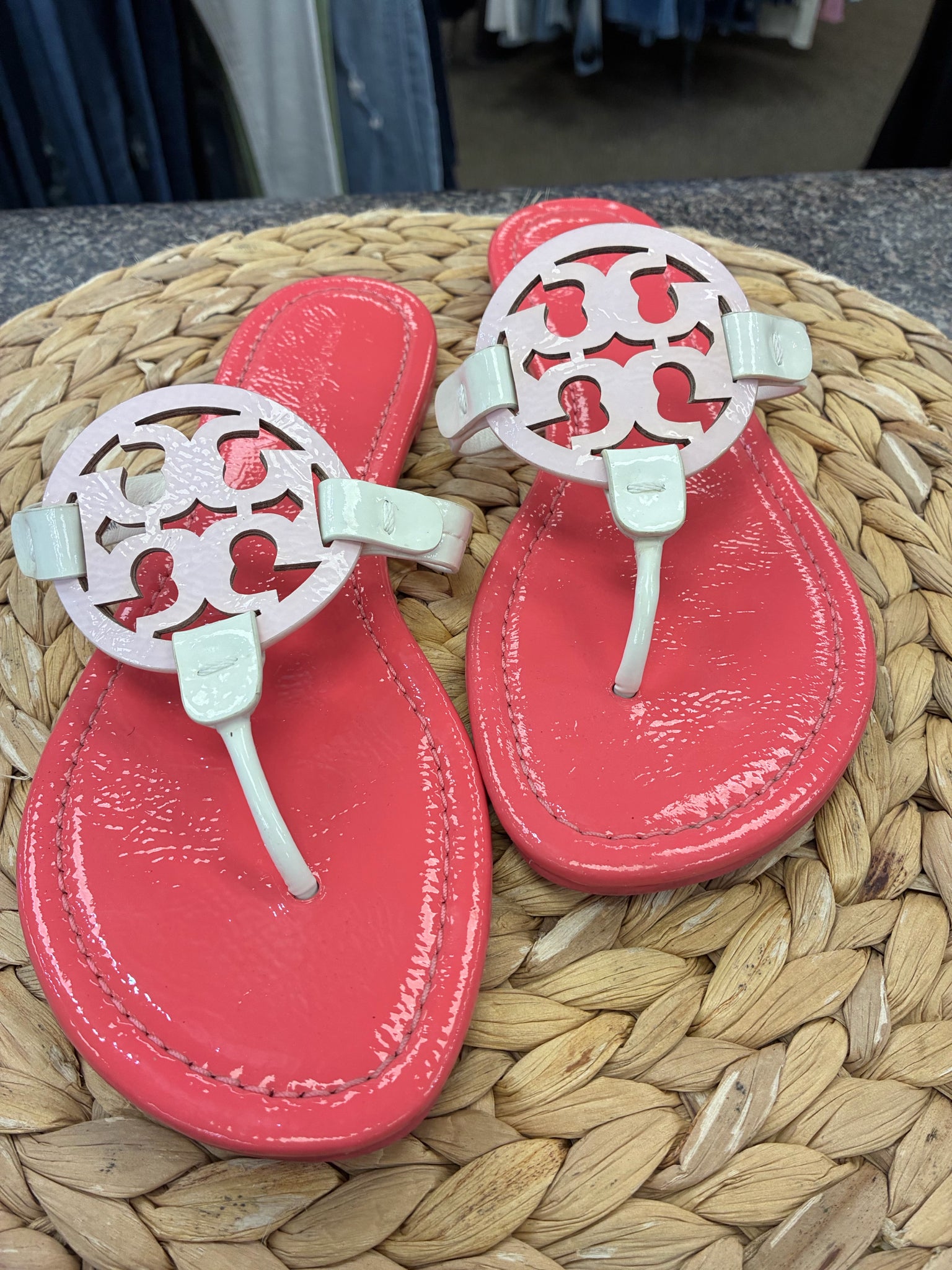 Pre-owned TORY BURCH Light pink White Size 7 Designer Sandal
