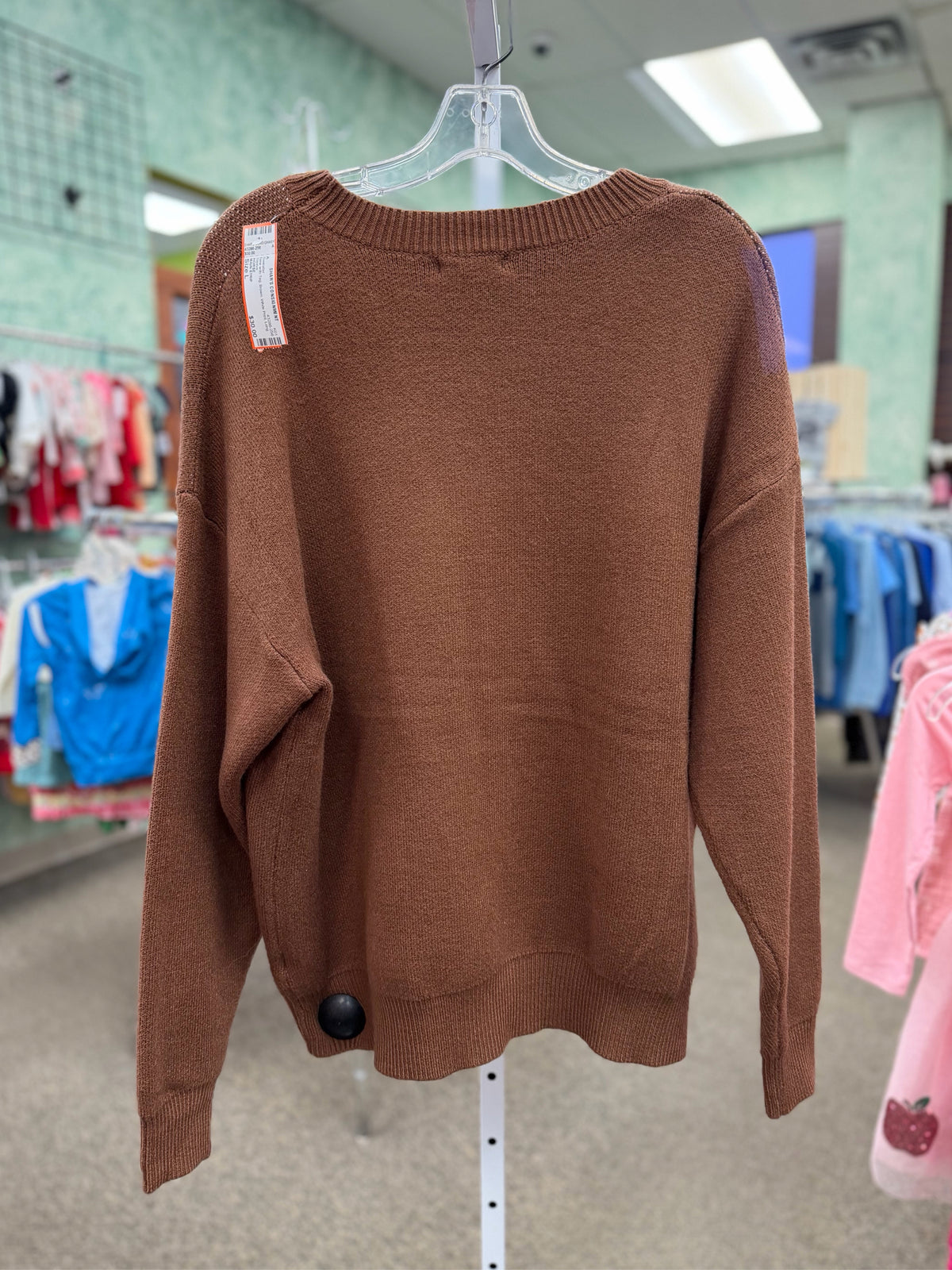 New with Tag MAIN STRIP Brown White Print Size L Long Sleeve Sweater