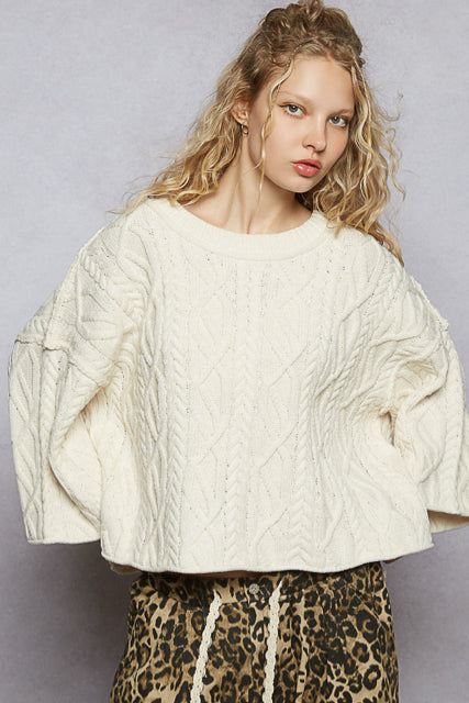 New POL Cream Size S Quarter Sleeve Sweater