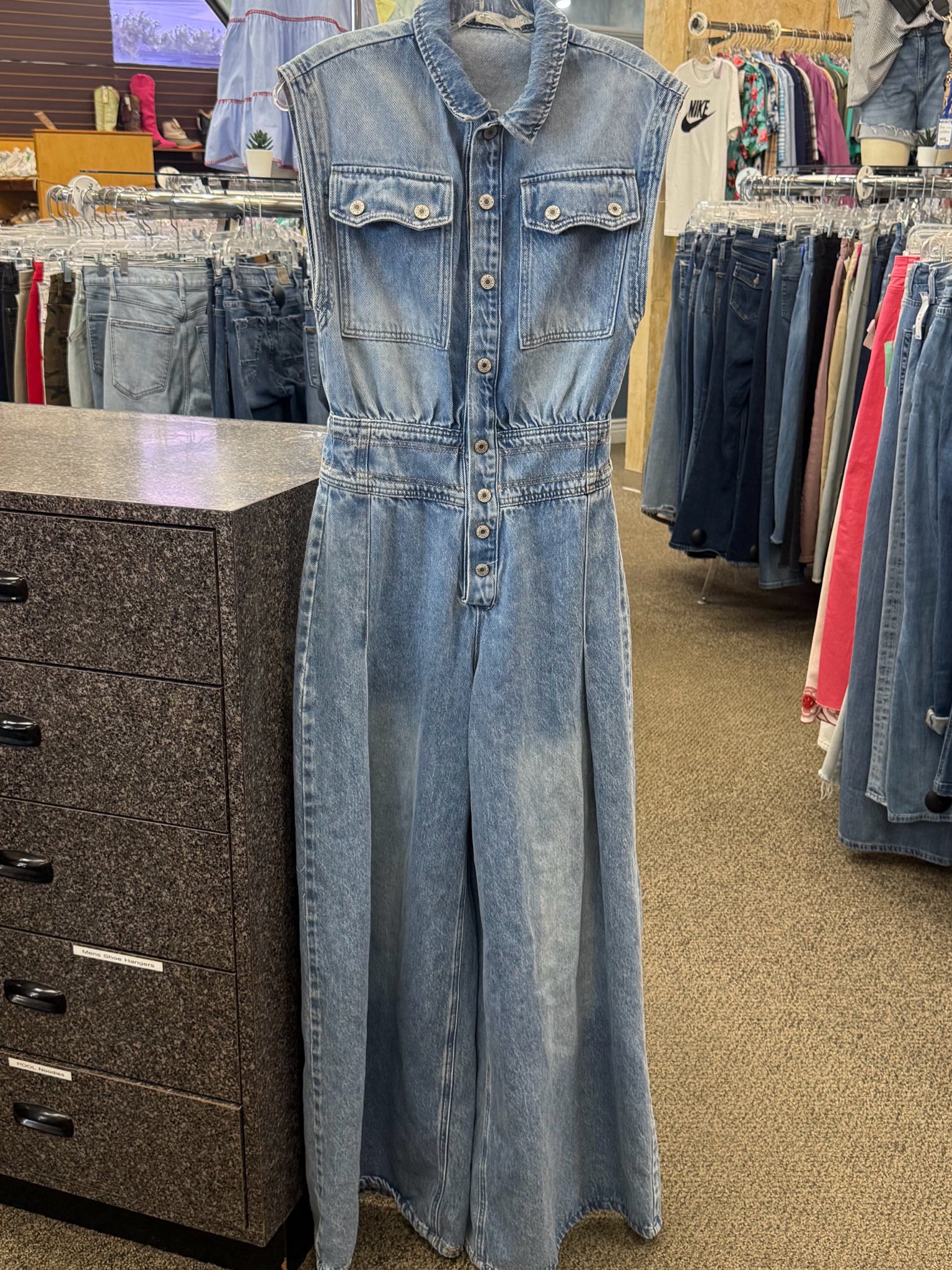 Pre-owned Vervet BLUE DENIM Size 0 Sleeveless Pants Jumper