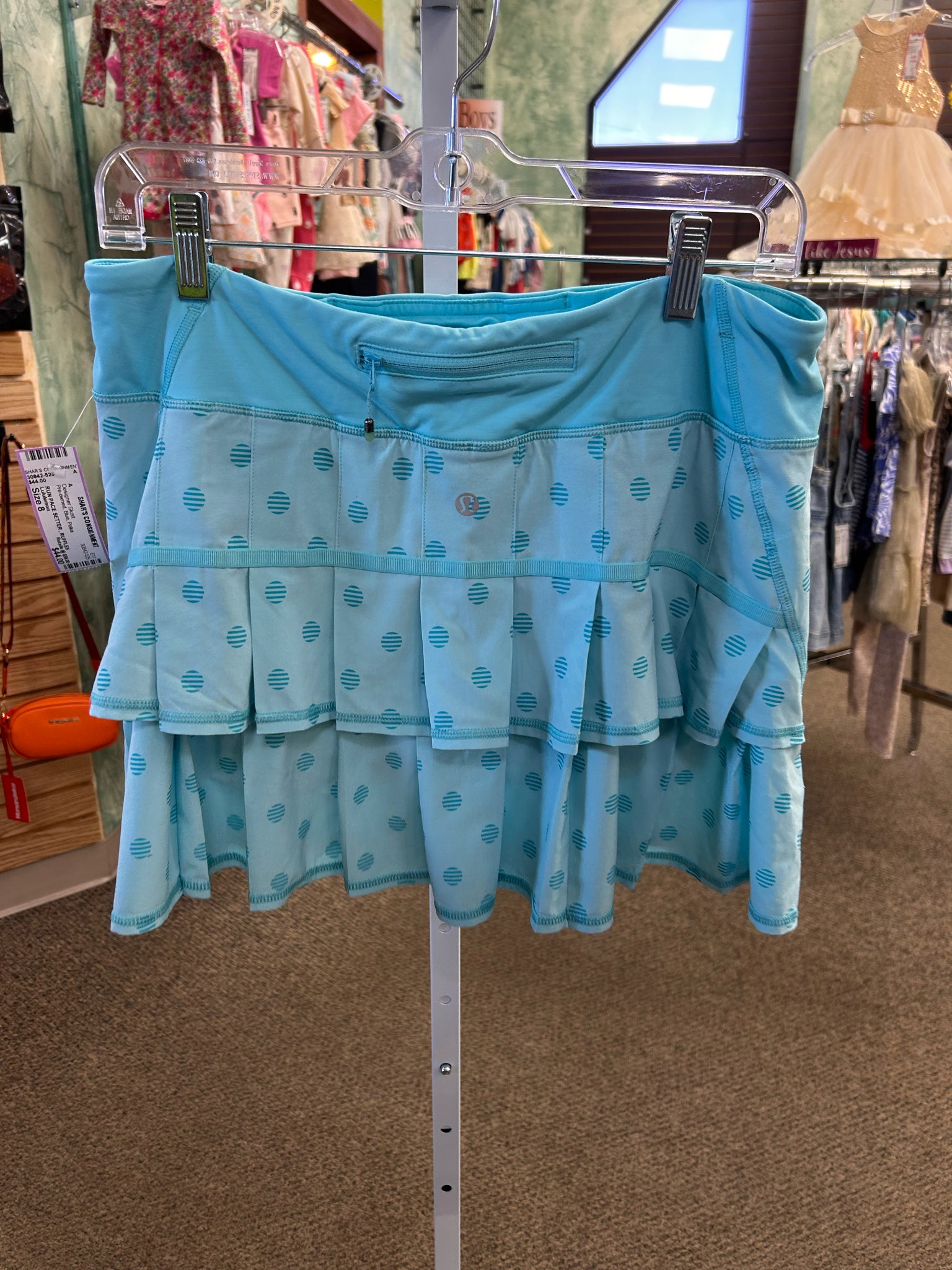 Pre-owned Lululemon Blue Polka Size: 8 Designer Skort