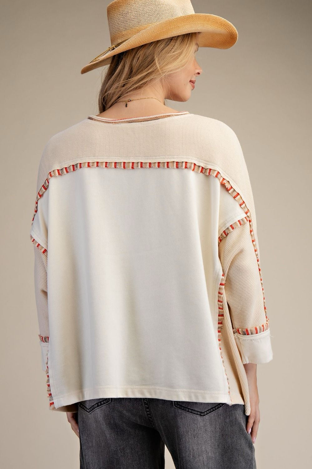 New EASEL Cream Quarter Sleeve Blouse