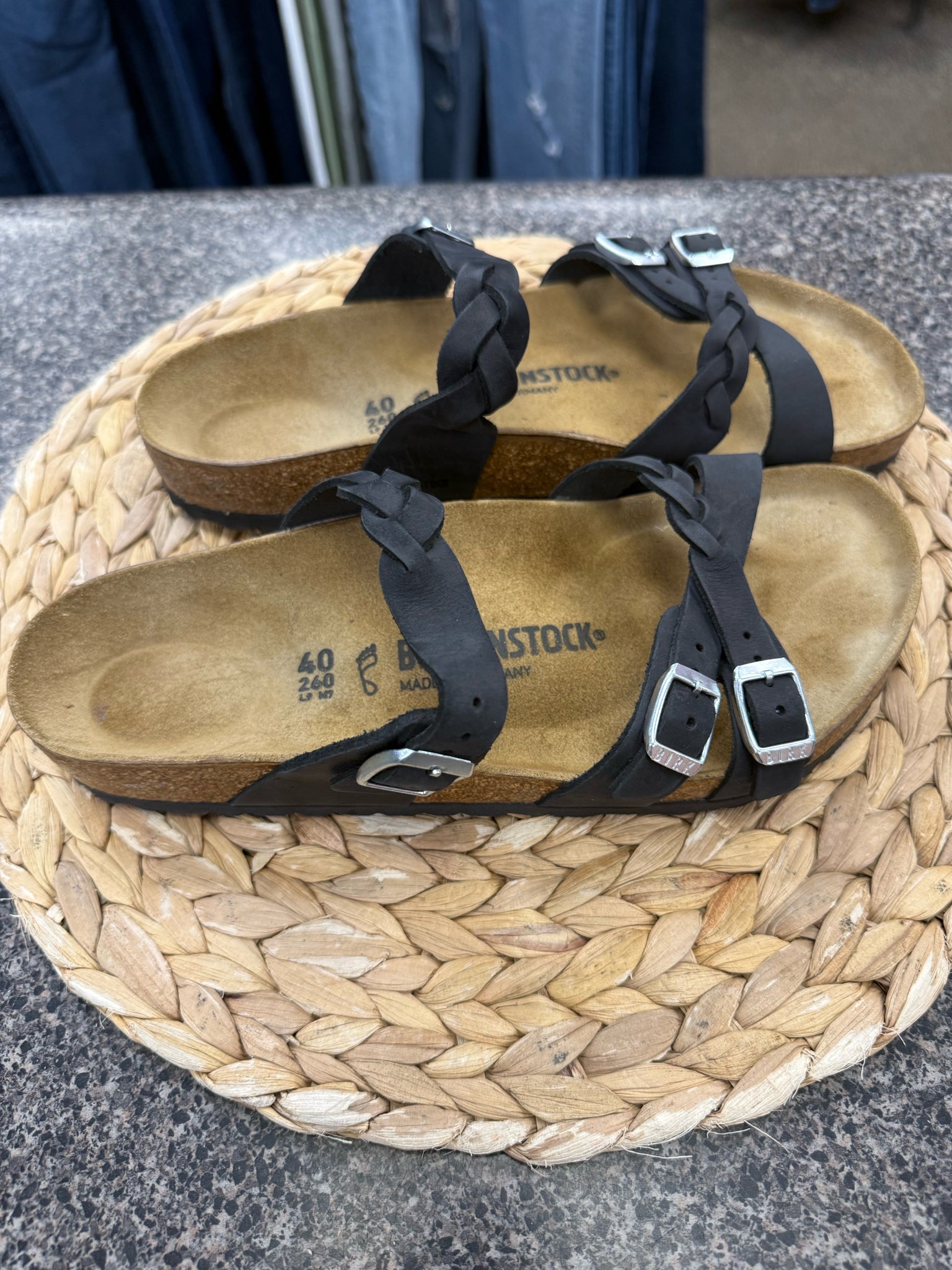 Pre-owned BIRKENSTOCK Black Brown Size 9 Designer Sandal