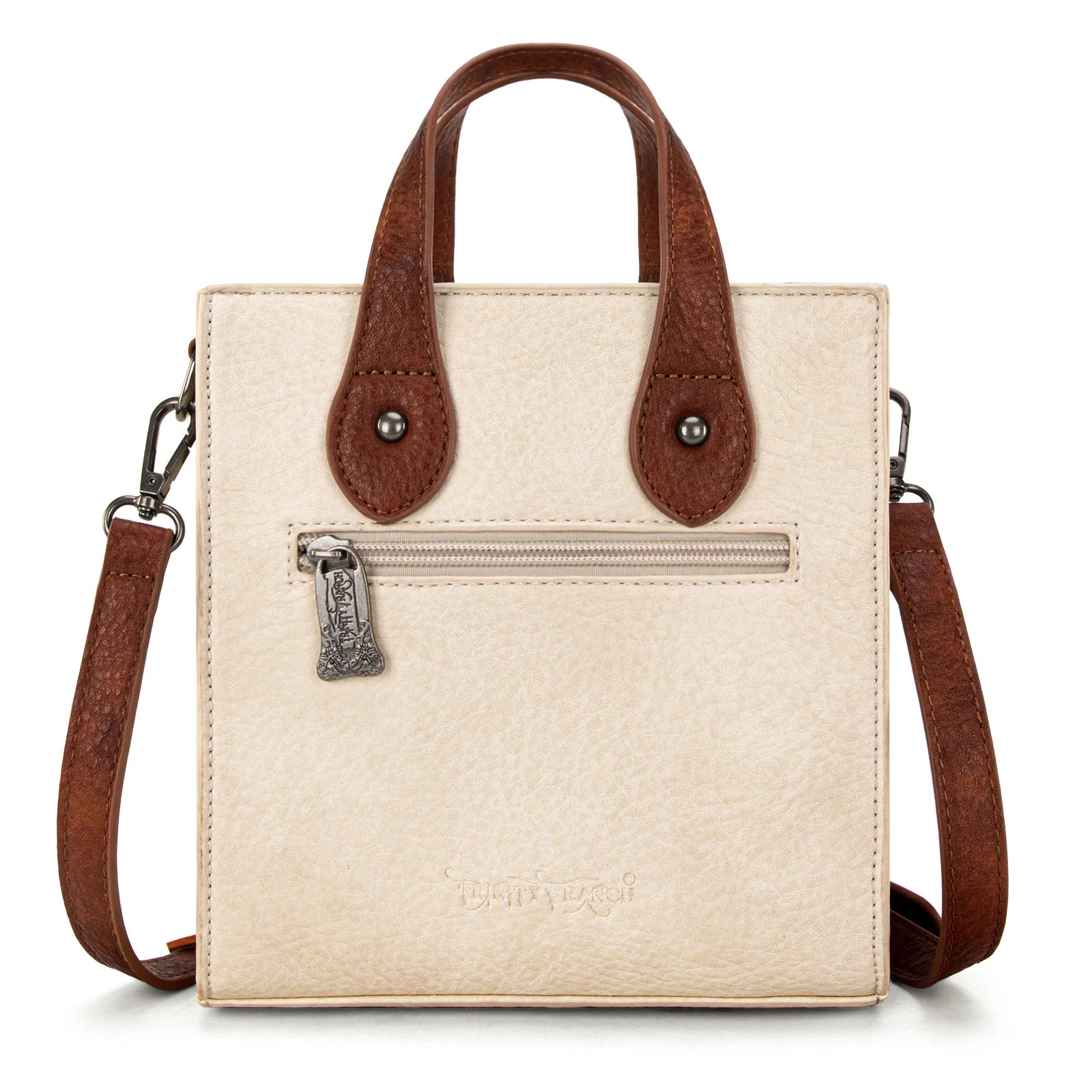 New Trinity Ranch Cream Brown Trim M Crossbody Purse