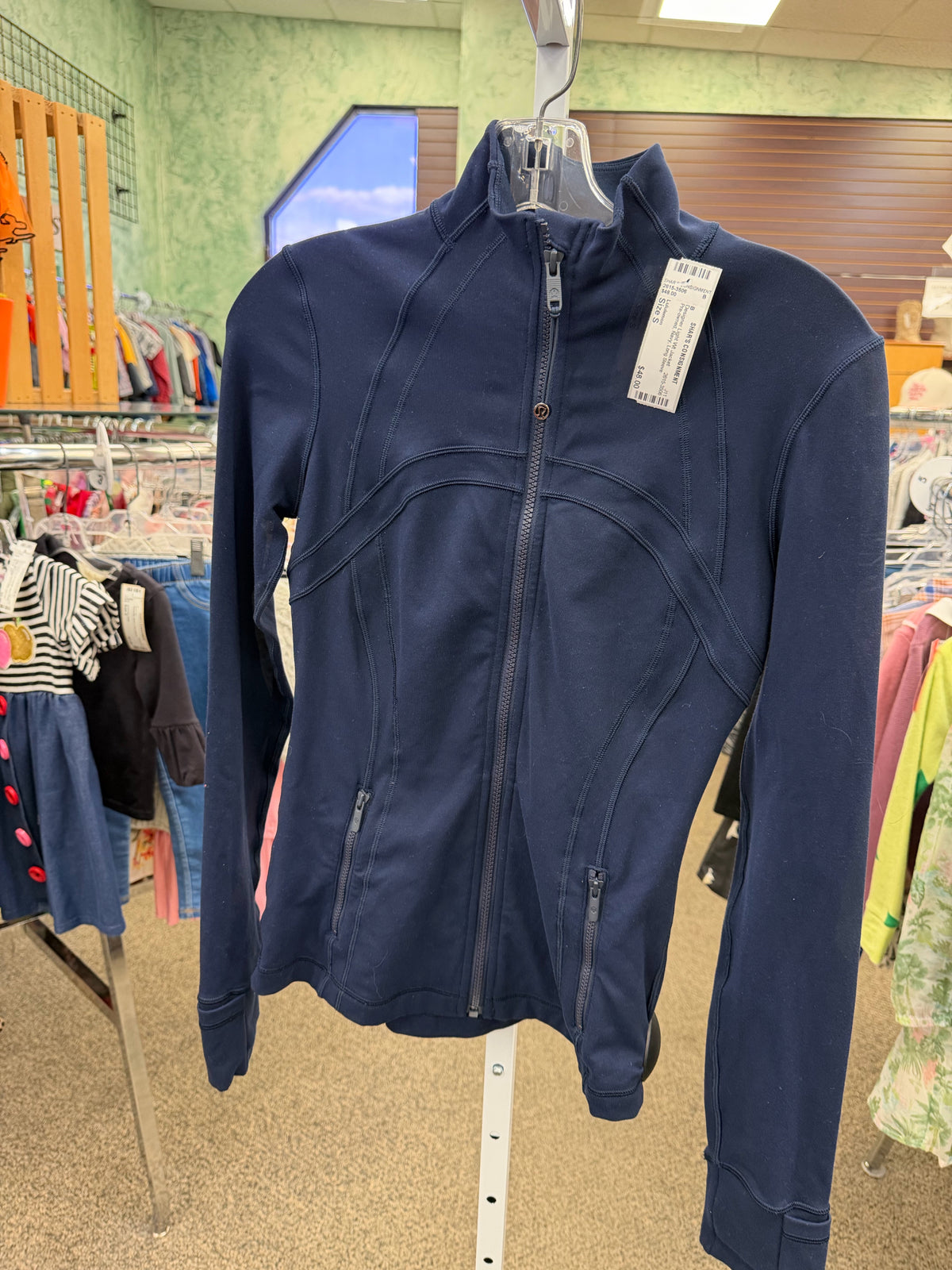 Pre-owned Lululemon Navy Size: S Long Sleeve Designer Light Wt Jacket
