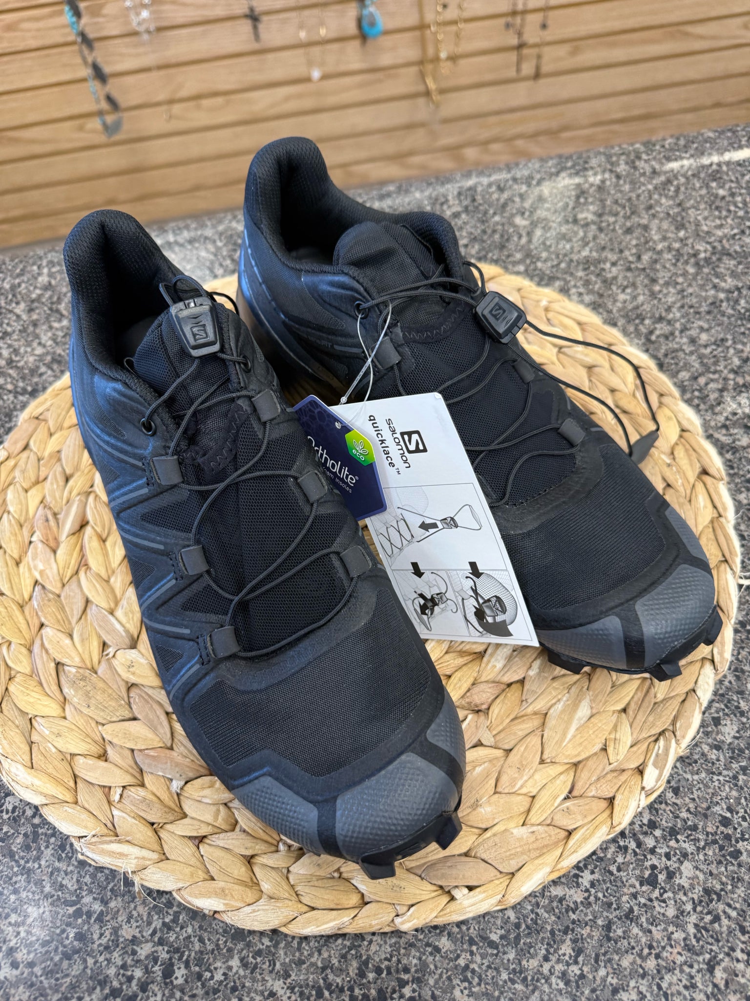 New with Tag SALOMON Black Gray Trim Size 9 Designer Sneaker