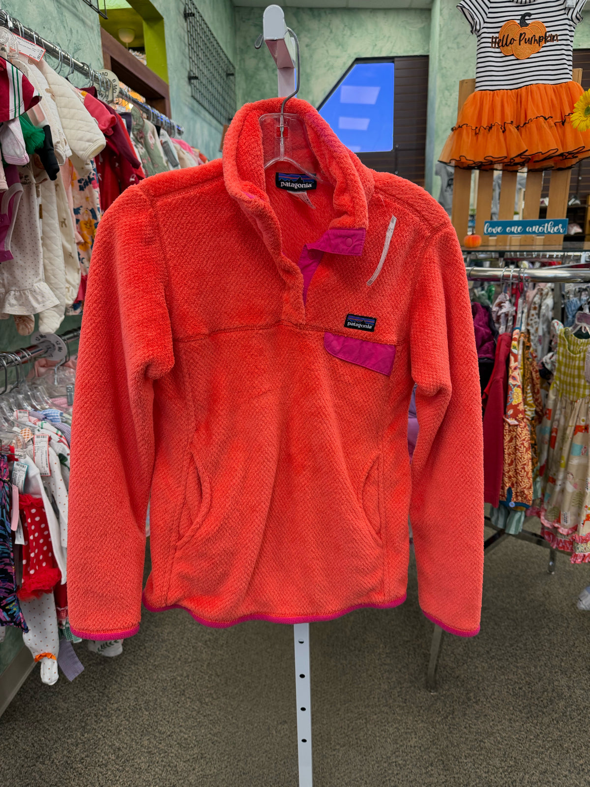 Pre-owned PATAGONIA Orange Pink Trim Size XS Long Sleeve Pullover