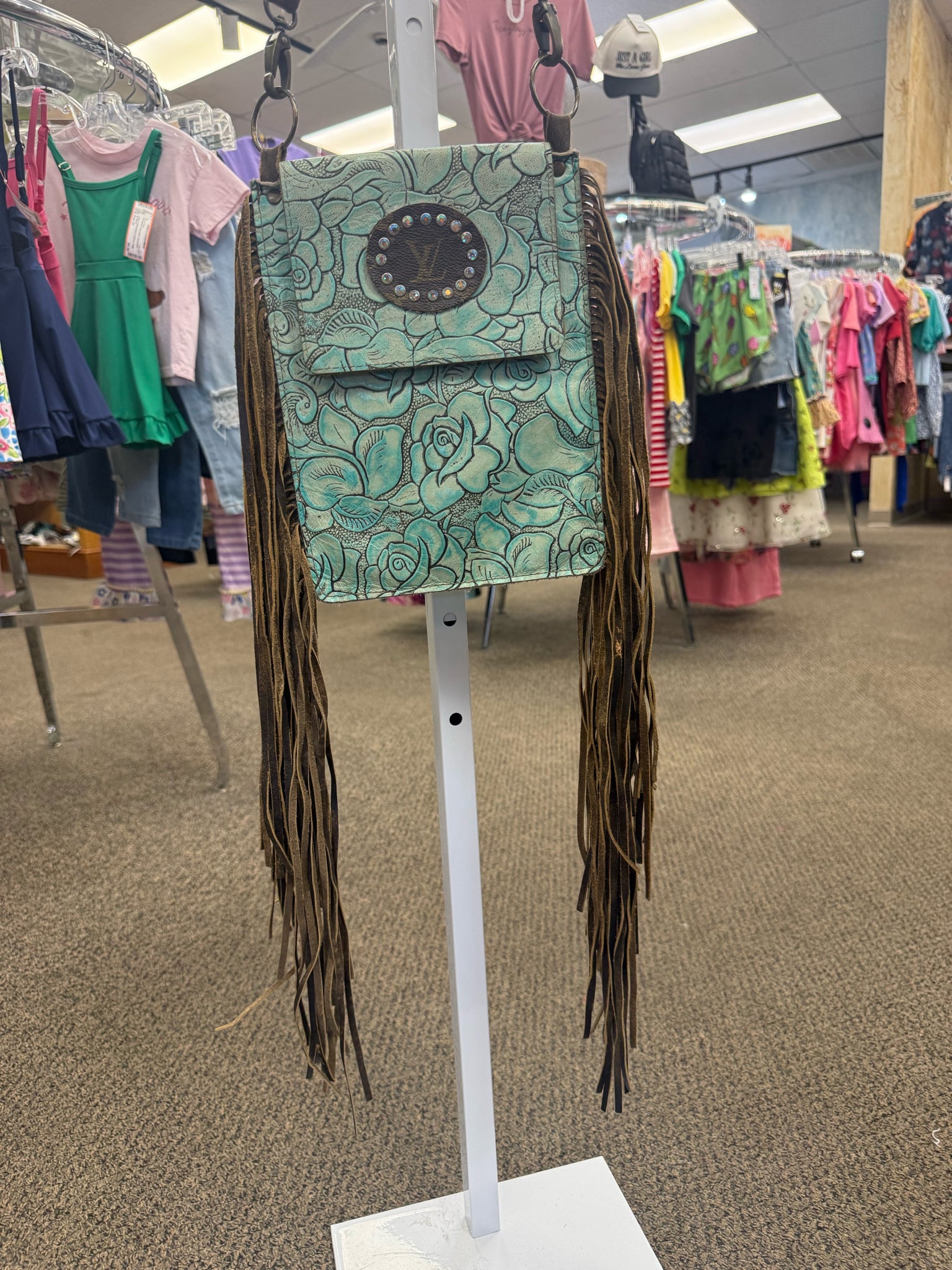 Pre-owned KEEP IT GYPSY Turquoise Brown Crossbody Designer Purse