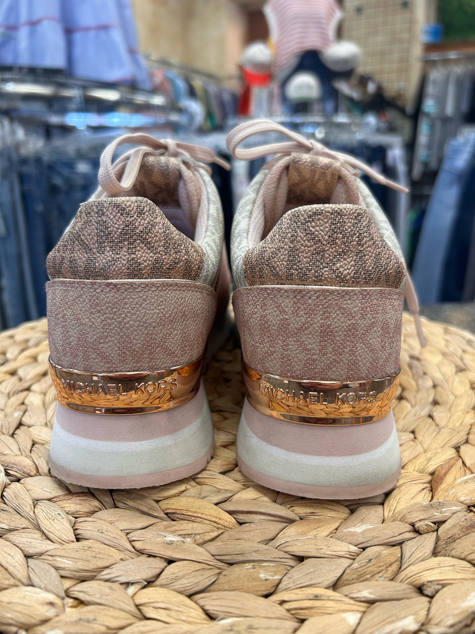 Pre-owned MICHAEL KORS Rose gold Pink Size 7.5 Designer Sneaker