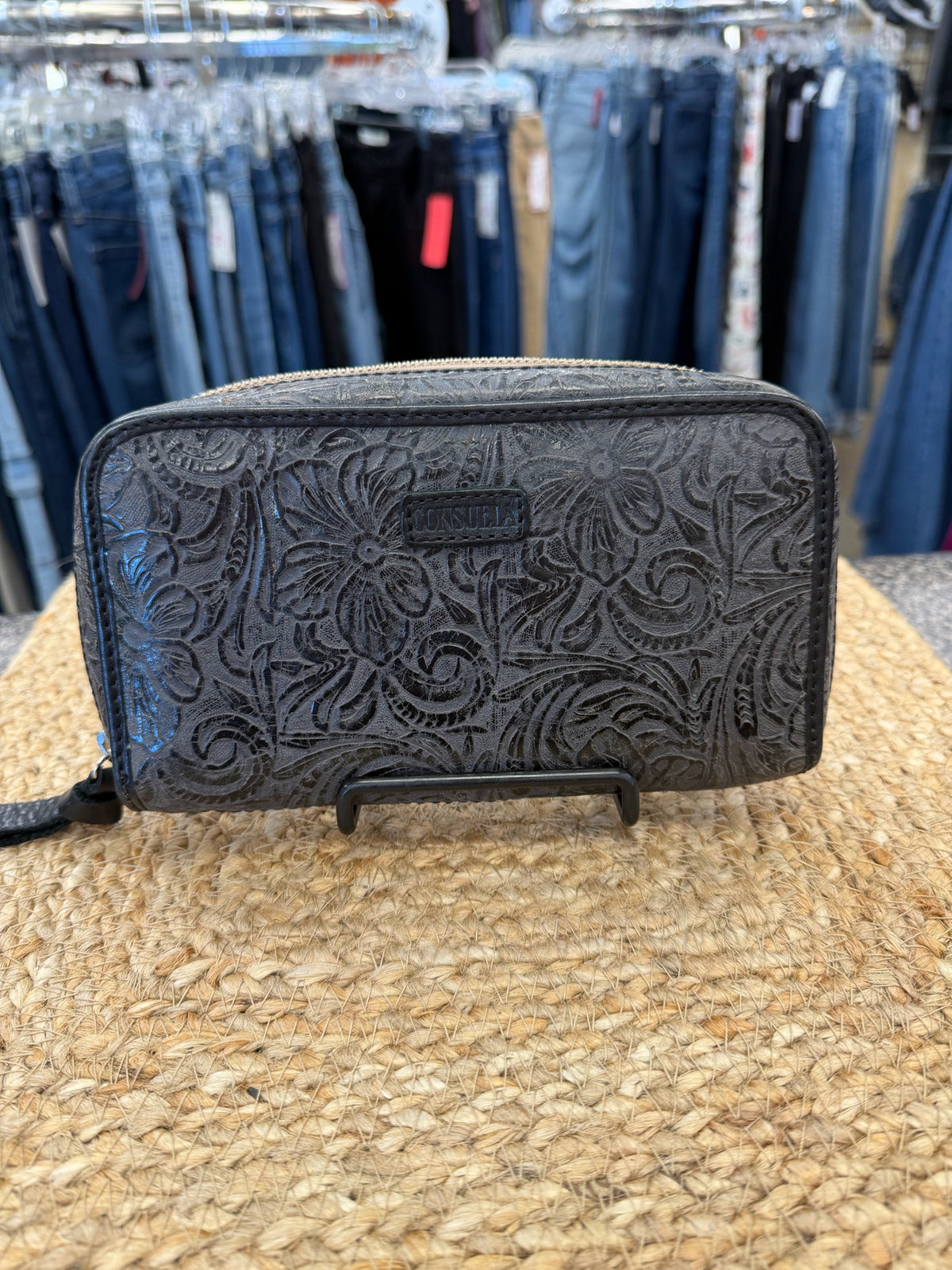 Pre-owned CONSUELA Black Wash WALLET SIZE Large Designer Wallet