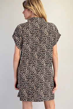 New EE:SOME Leopard Size Small Short Sleeve Dress